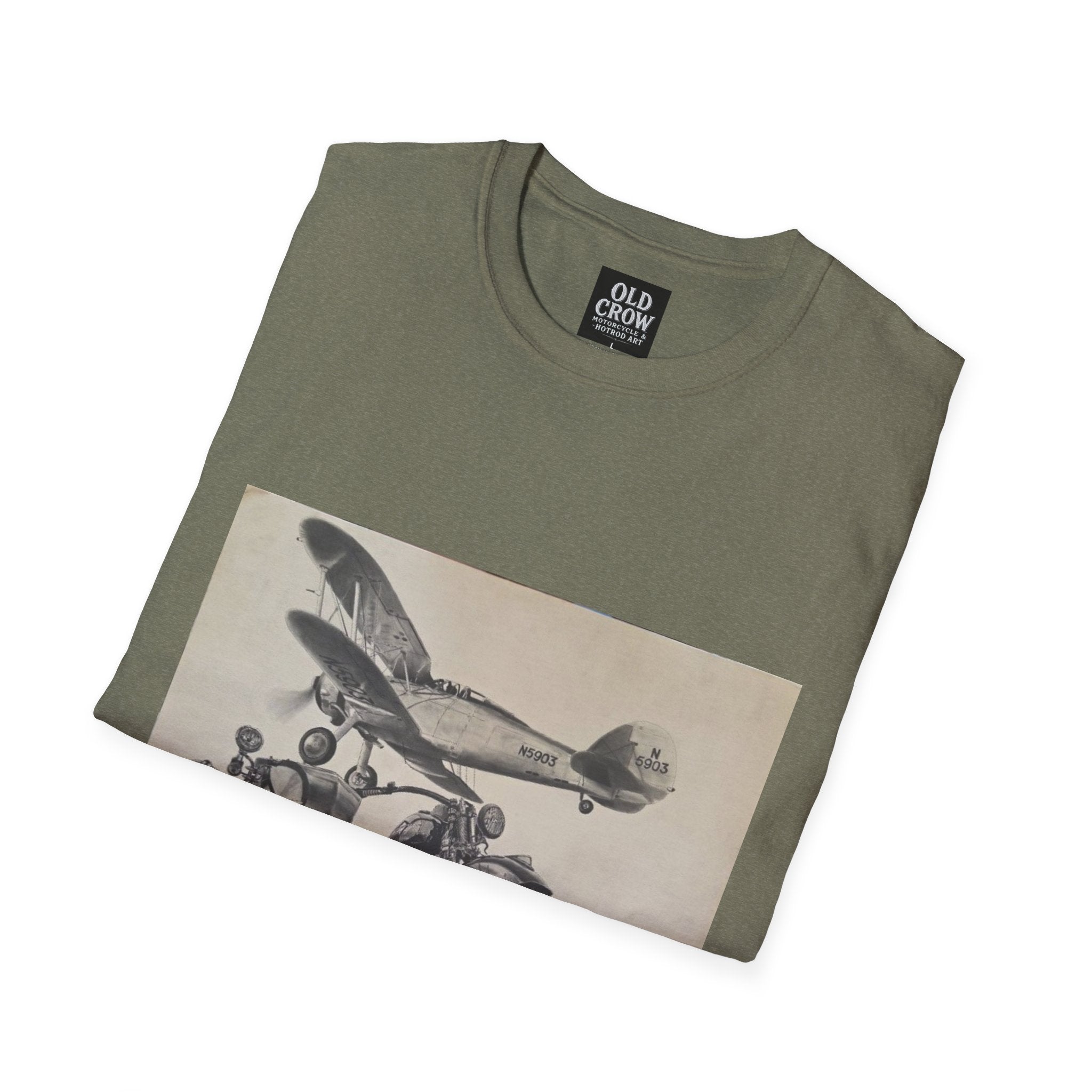 Aviation and Motorcycle Heritage Print  T-Shirt