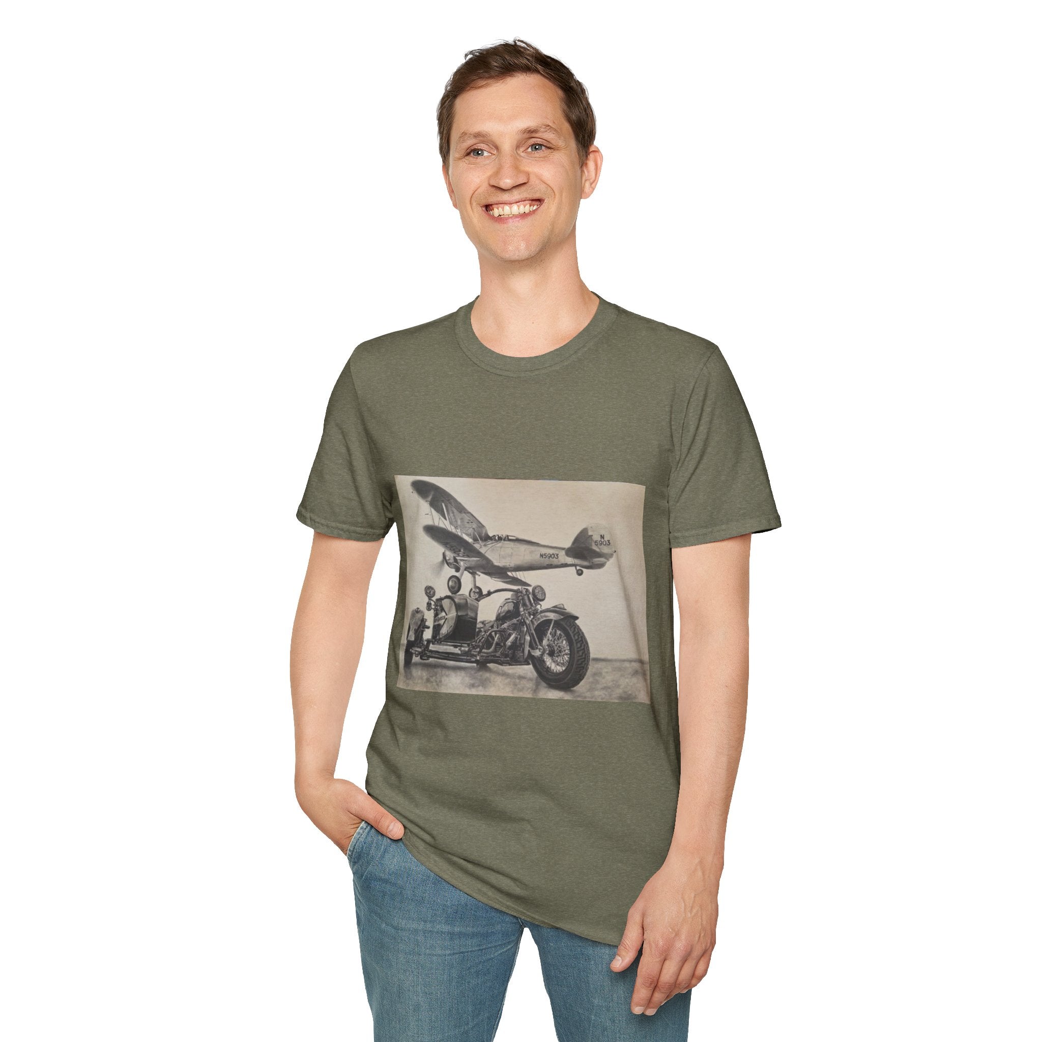 Aviation and Motorcycle Heritage Print  T-Shirt