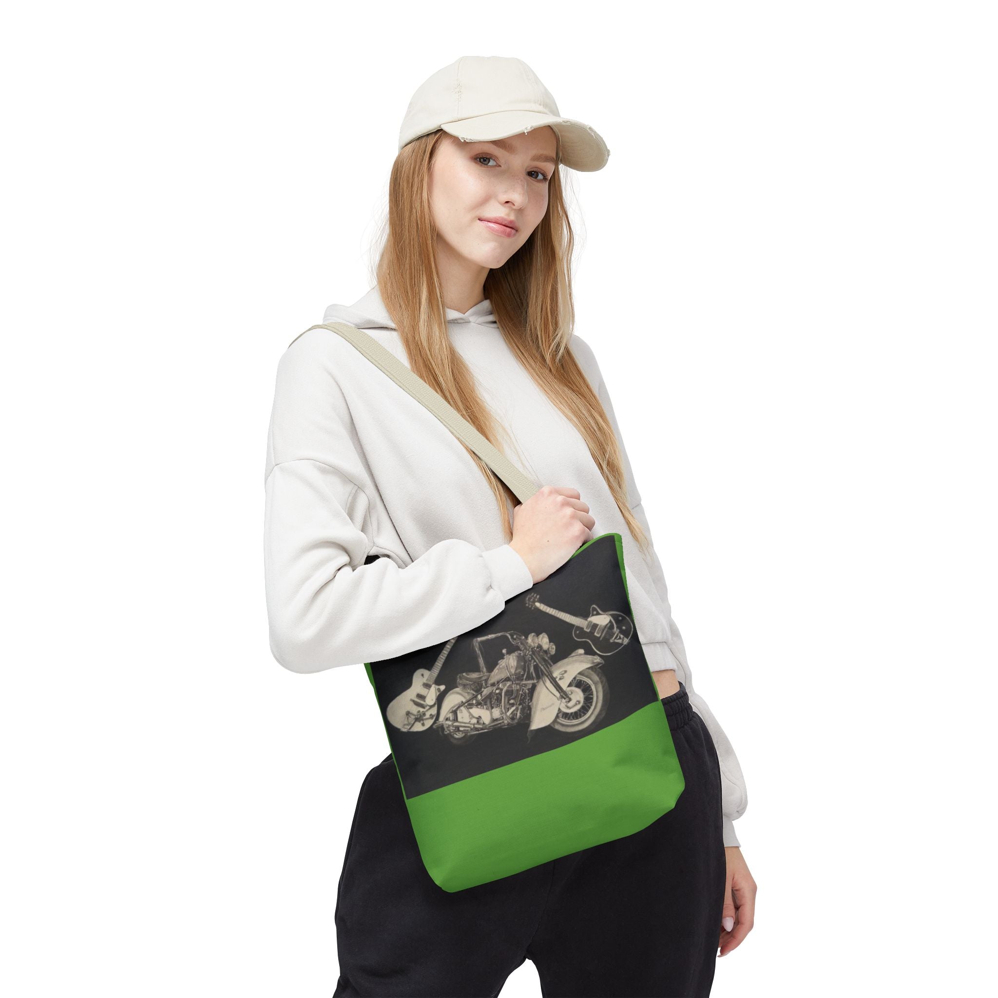 Two Wheels, Six Strings Tote Bag