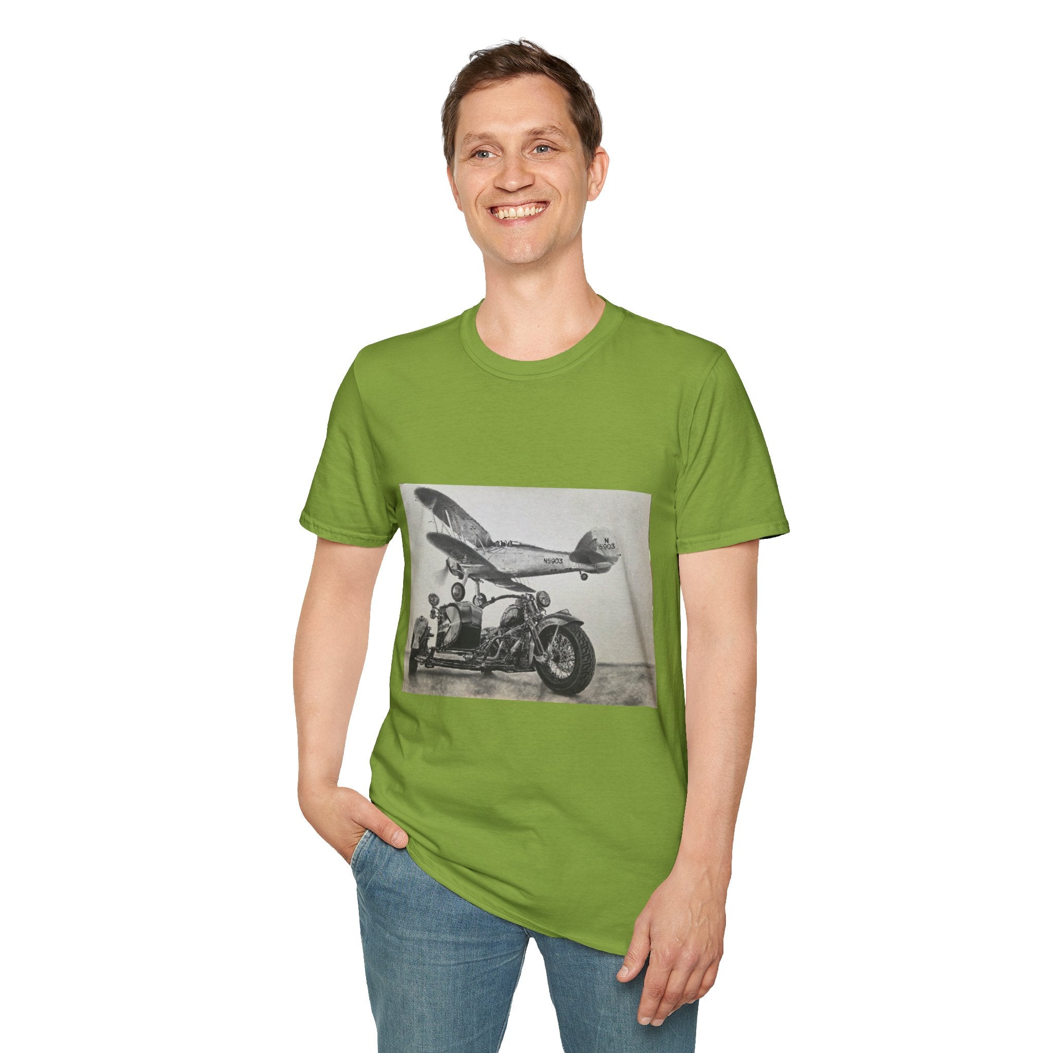 Old-School Aviation Meets Two Wheels T-Shirt