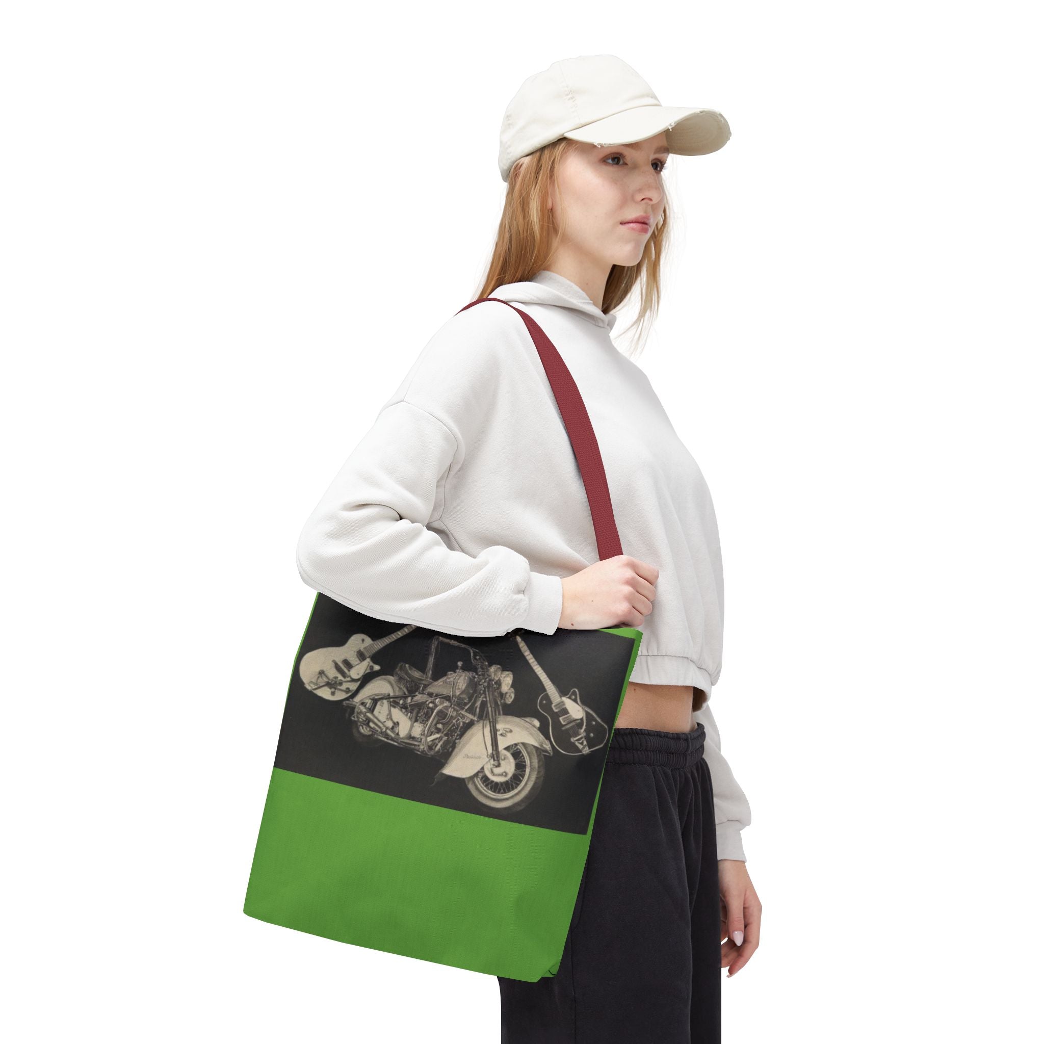 Two Wheels, Six Strings Tote Bag
