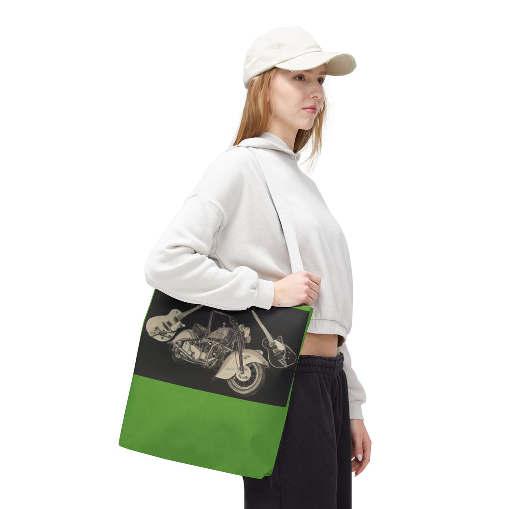 Two Wheels, Six Strings Tote Bag