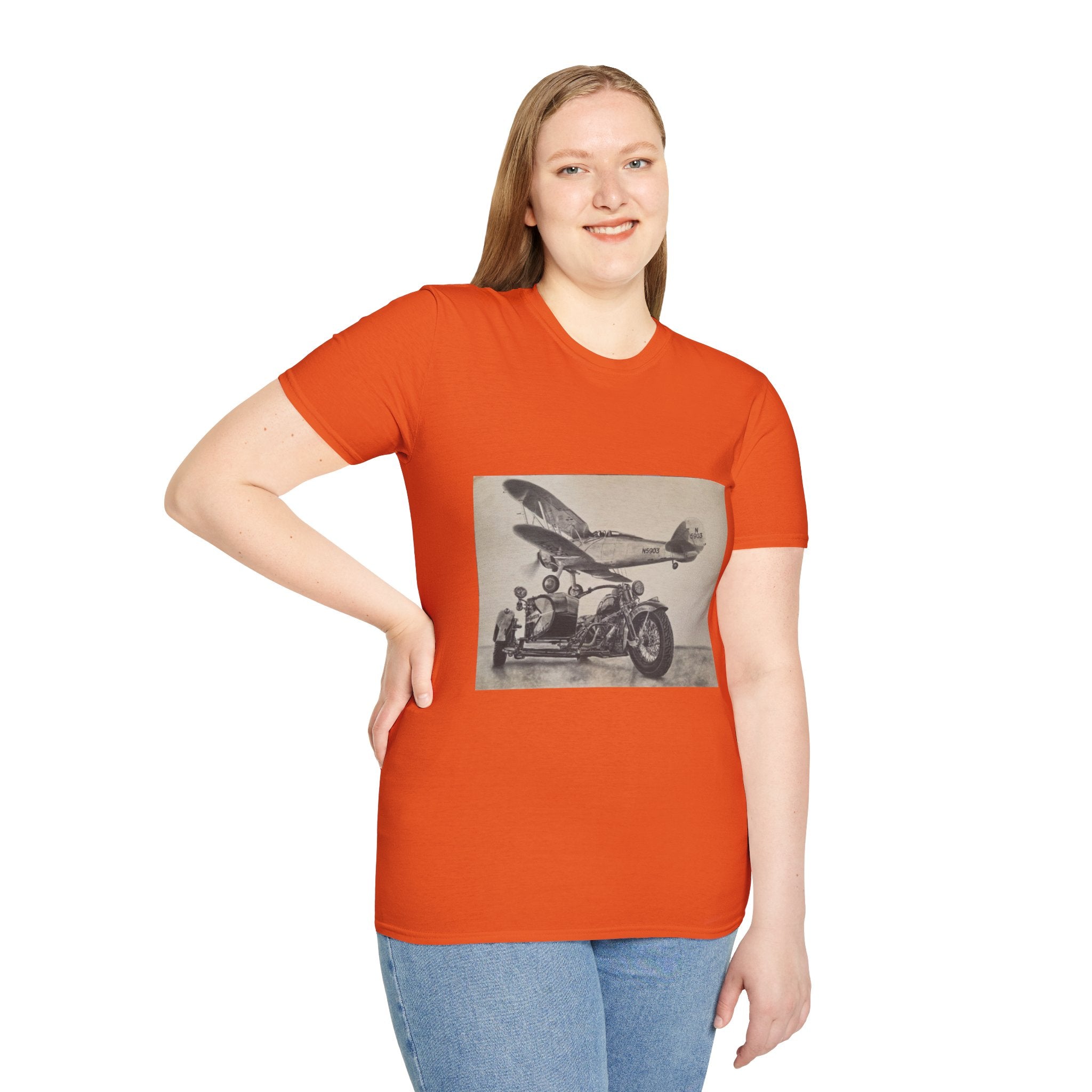 Aviation and Motorcycle Heritage Print  T-Shirt