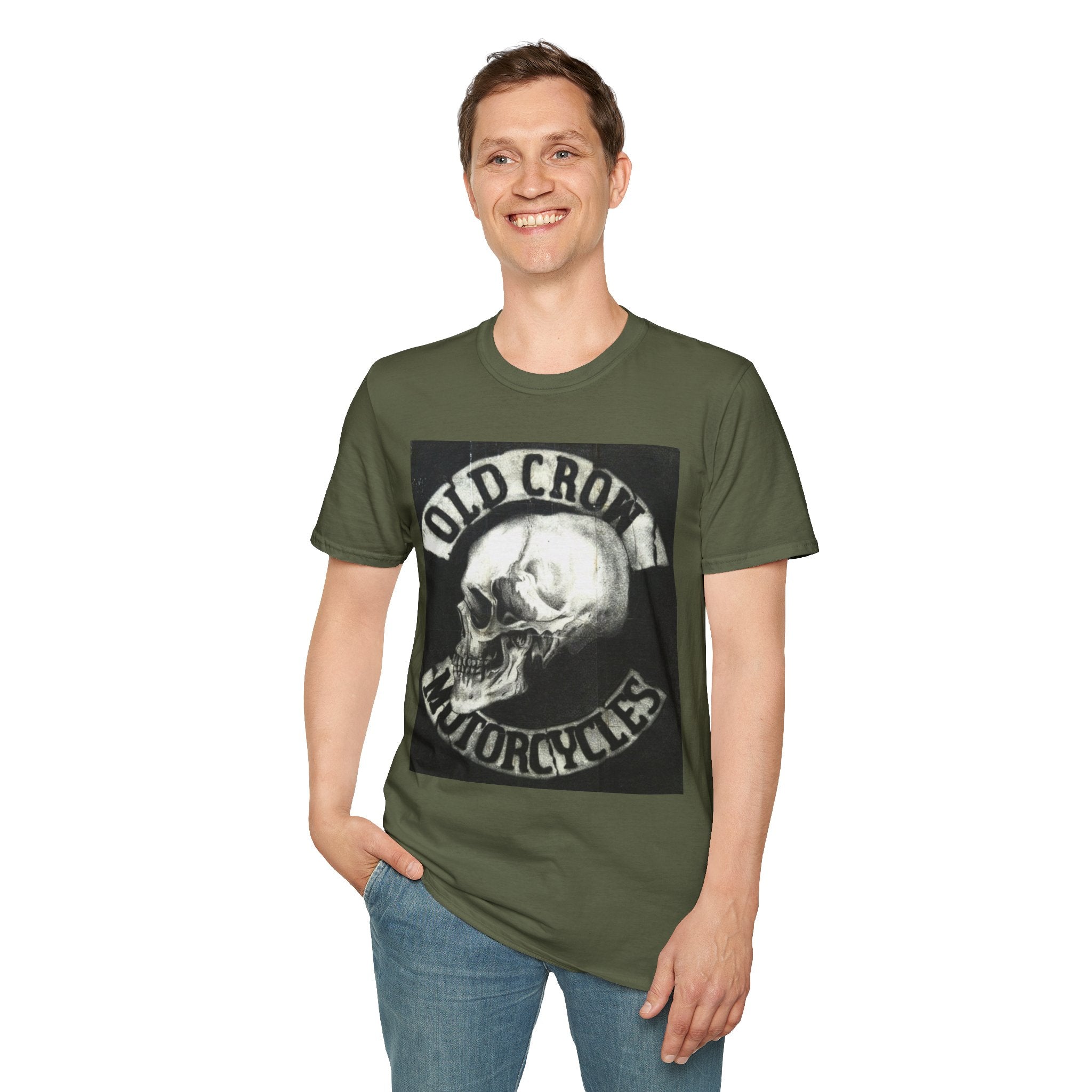Old Crow Motorcycles Skull Emblem Patch T-Shirt