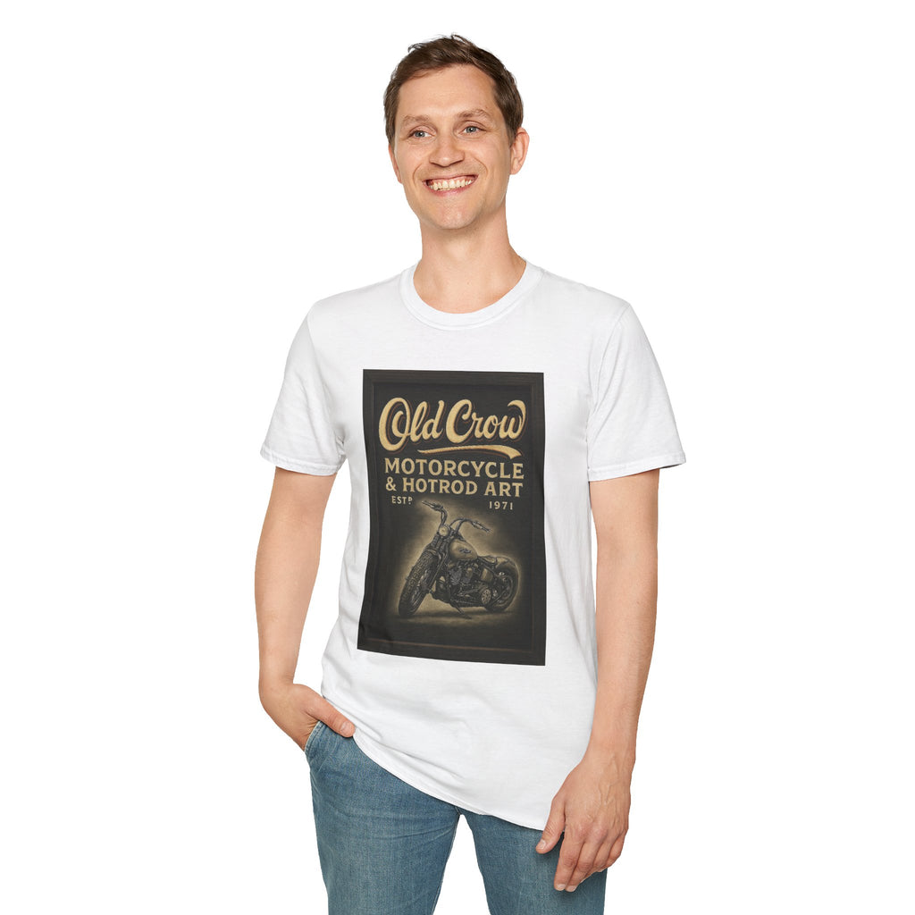 Old Crow Motorcycle & Hotrod Art Softstyle T-Shirt