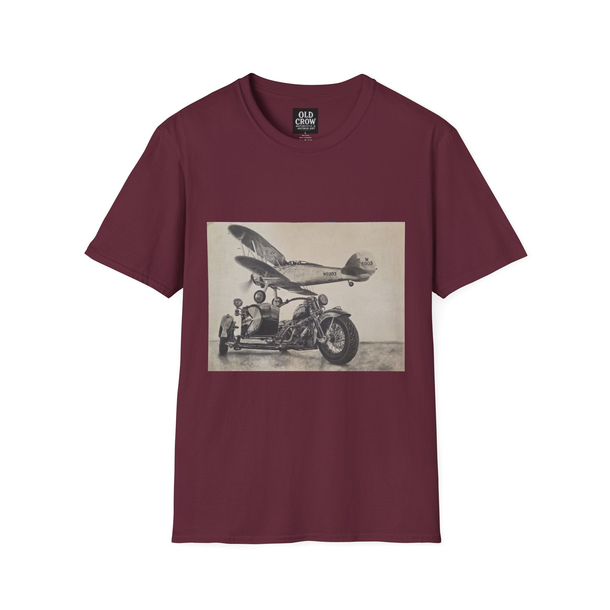 Aviation and Motorcycle Heritage Print  T-Shirt