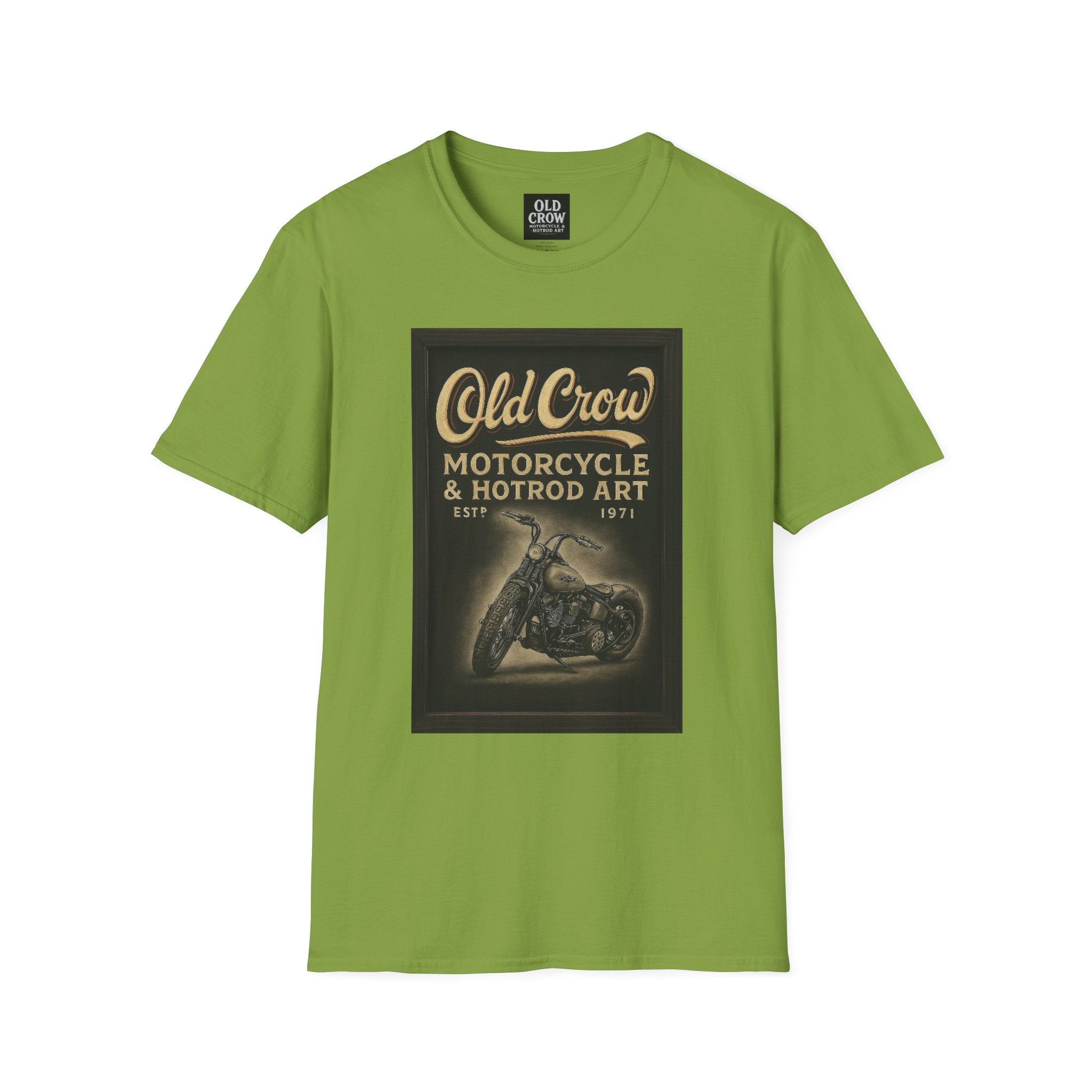 Old Crow Motorcycle & Hotrod Art Softstyle T-Shirt