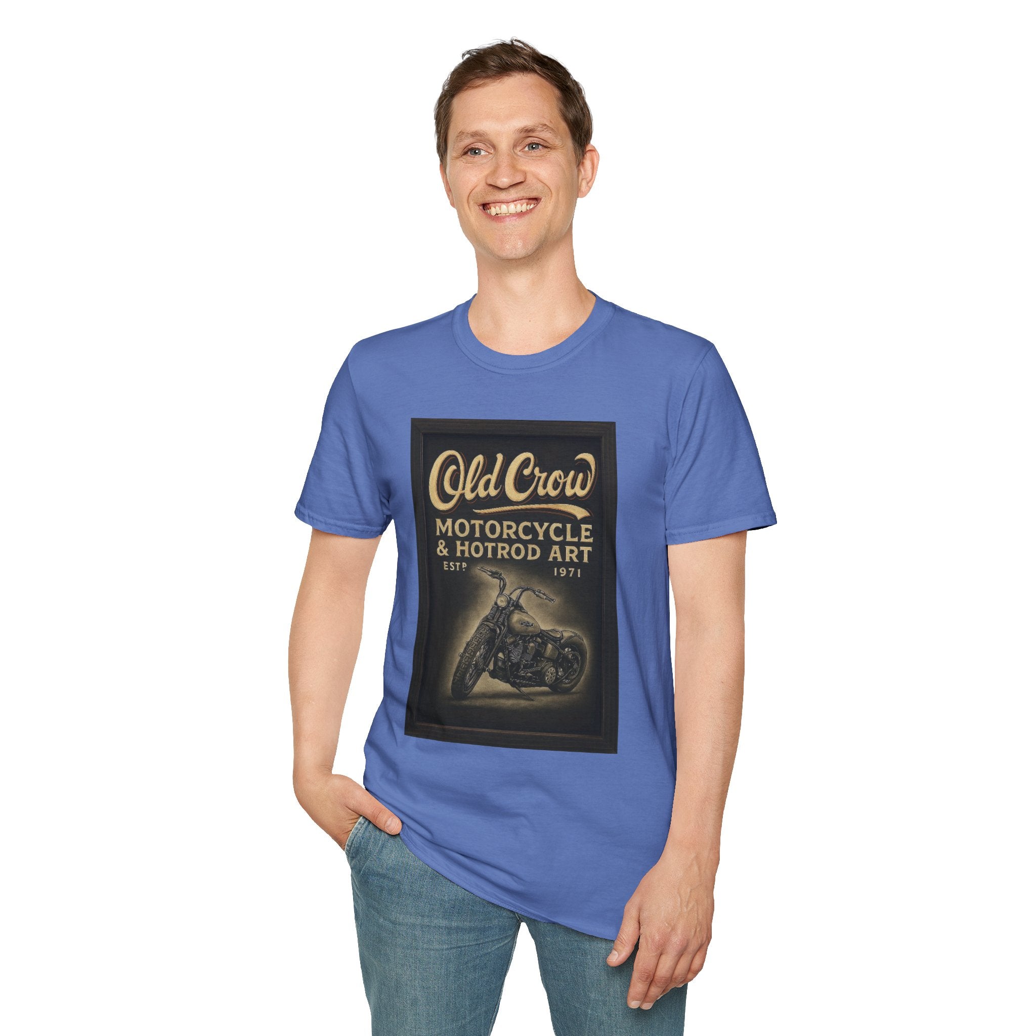 Old Crow Motorcycle & Hotrod Art Softstyle T-Shirt