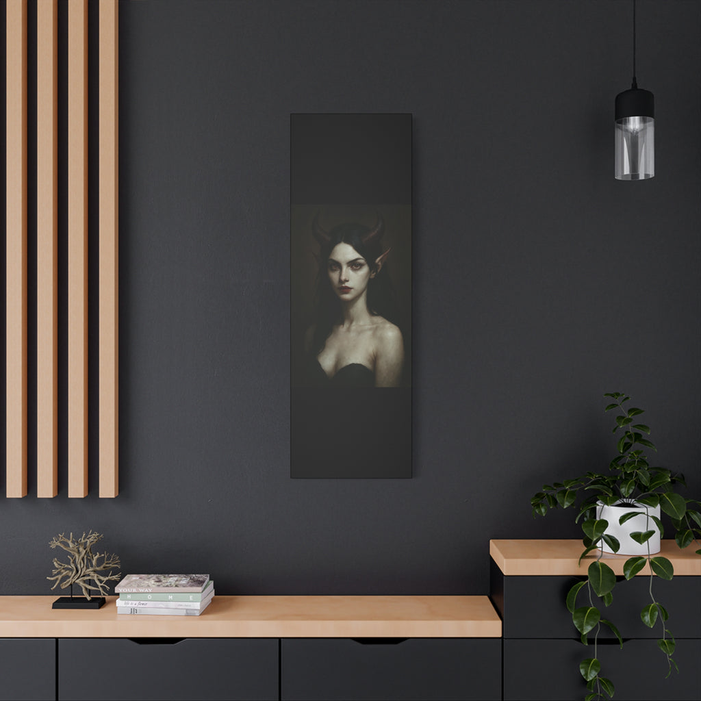 Gothic Art Canvas Print, Demon Aesthetic Home Decor, Dark Fantasy Wall Art, Witchy Room Decoration, Unique Gift for Halloween, Edgy Art