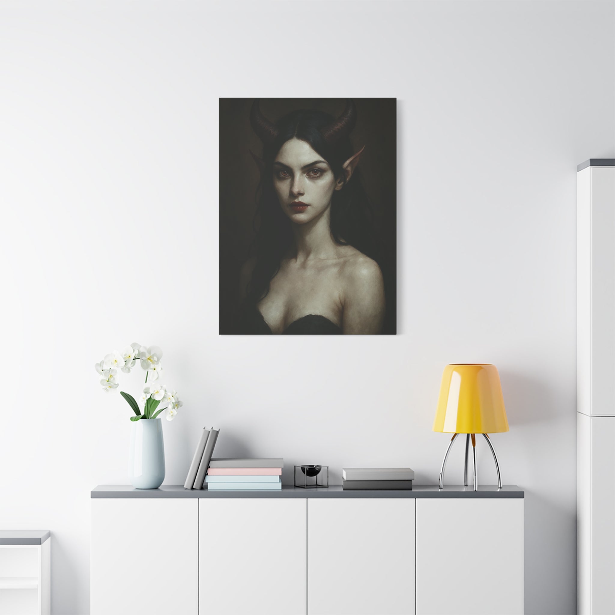 Gothic Art Canvas Print, Demon Aesthetic Home Decor, Dark Fantasy Wall Art, Witchy Room Decoration, Unique Gift for Halloween, Edgy Art