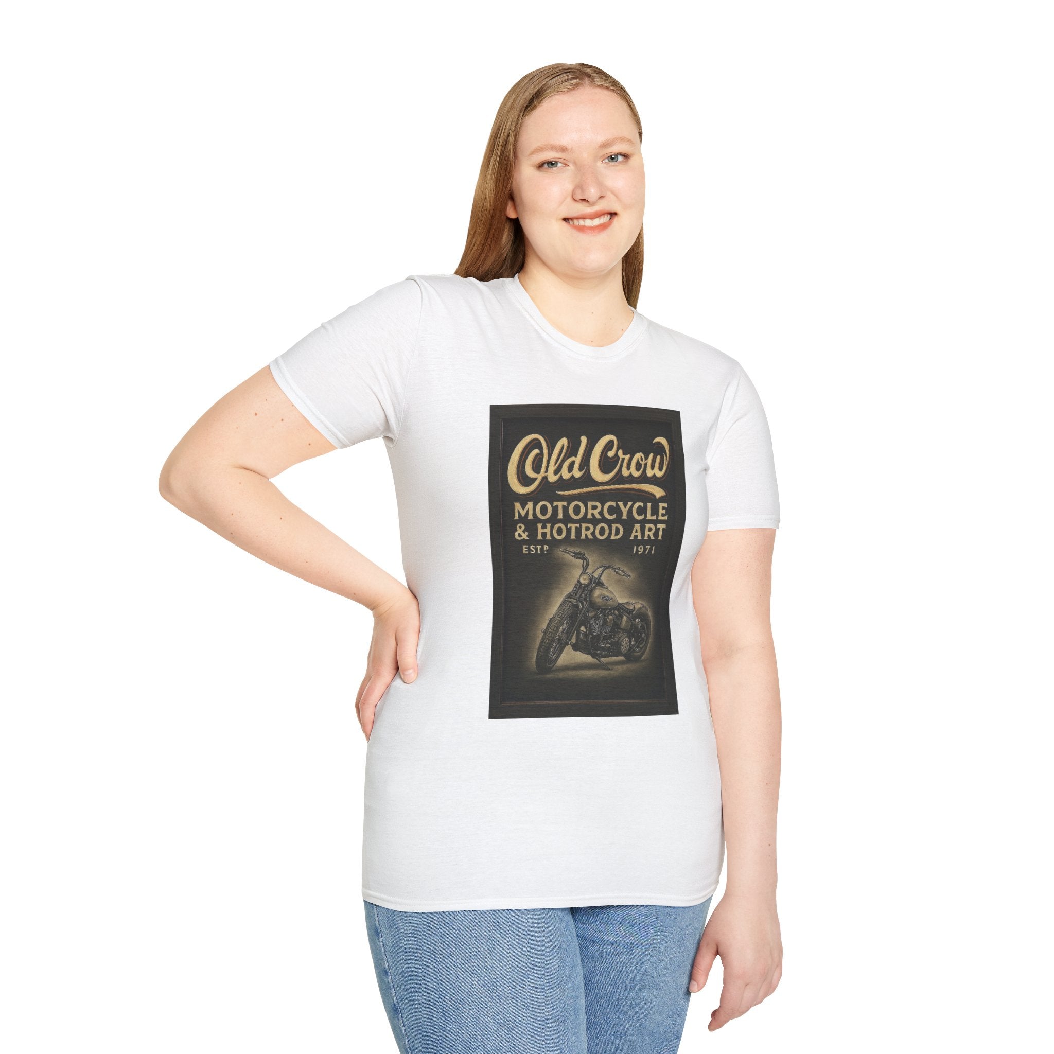 Old Crow Motorcycle & Hotrod Art Softstyle T-Shirt
