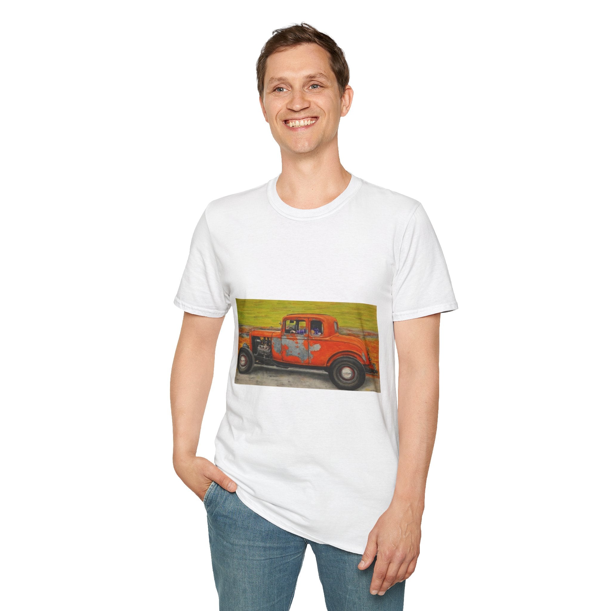 Vintage Hotrod in Motion Softstyle T-Shirt, " Book'n"