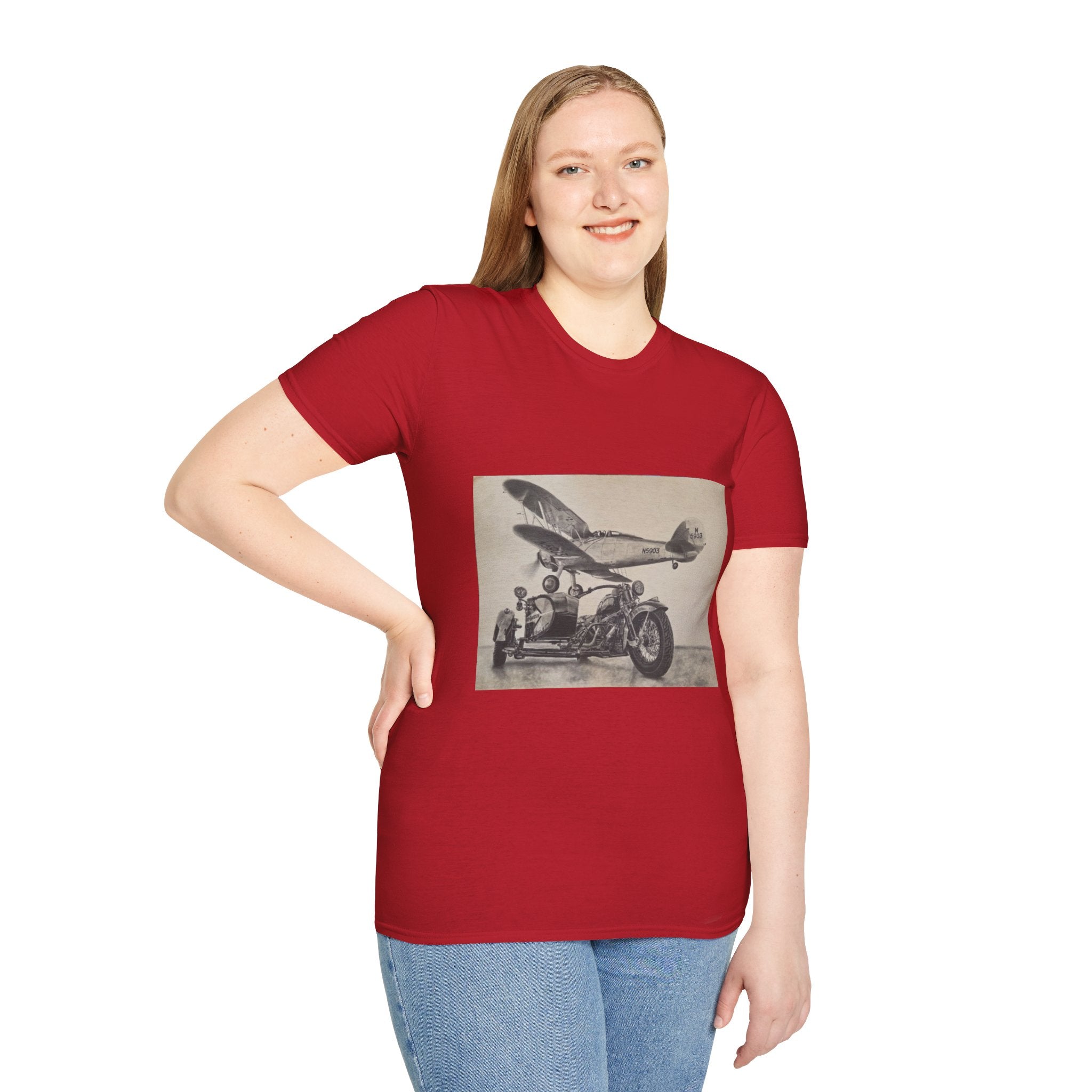 Aviation and Motorcycle Heritage Print  T-Shirt