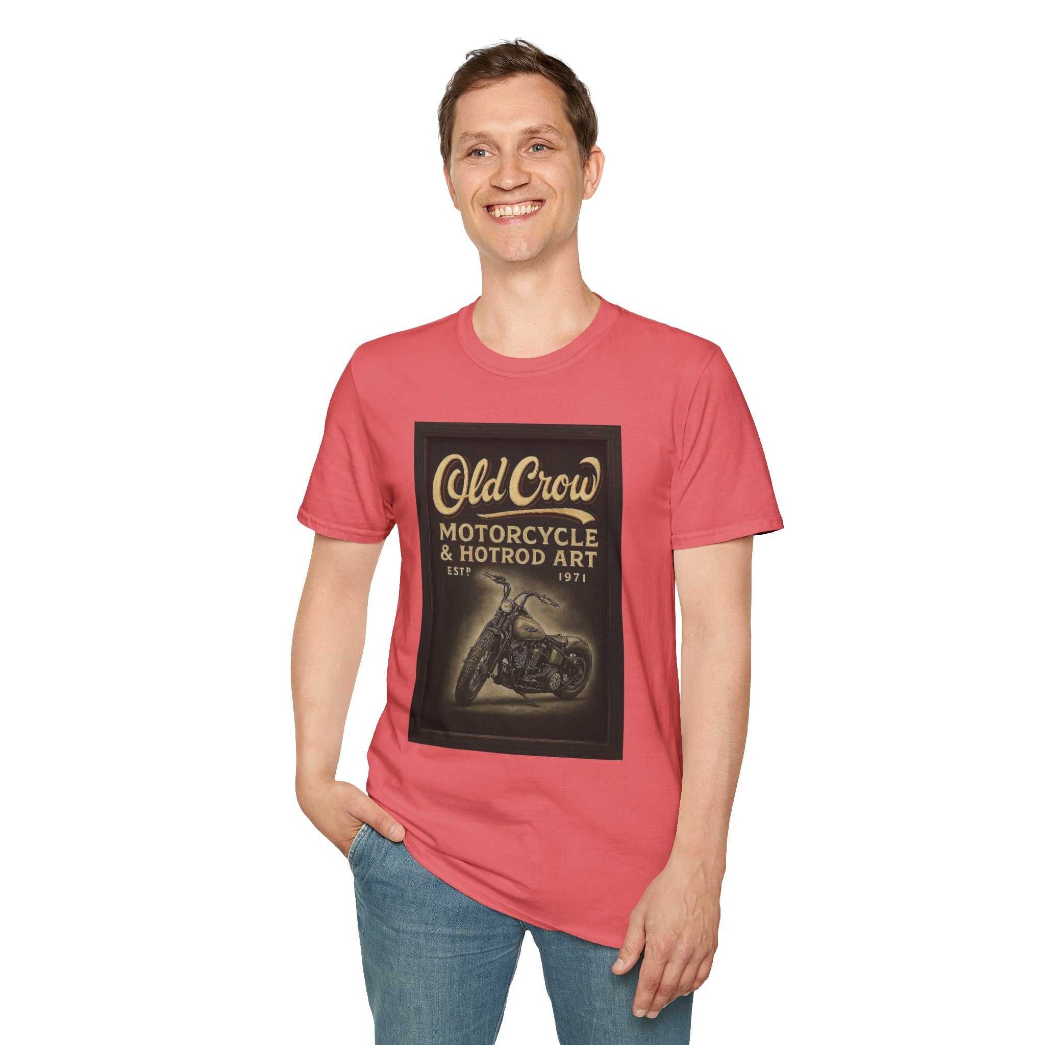 Old Crow Motorcycle & Hotrod Art Softstyle T-Shirt