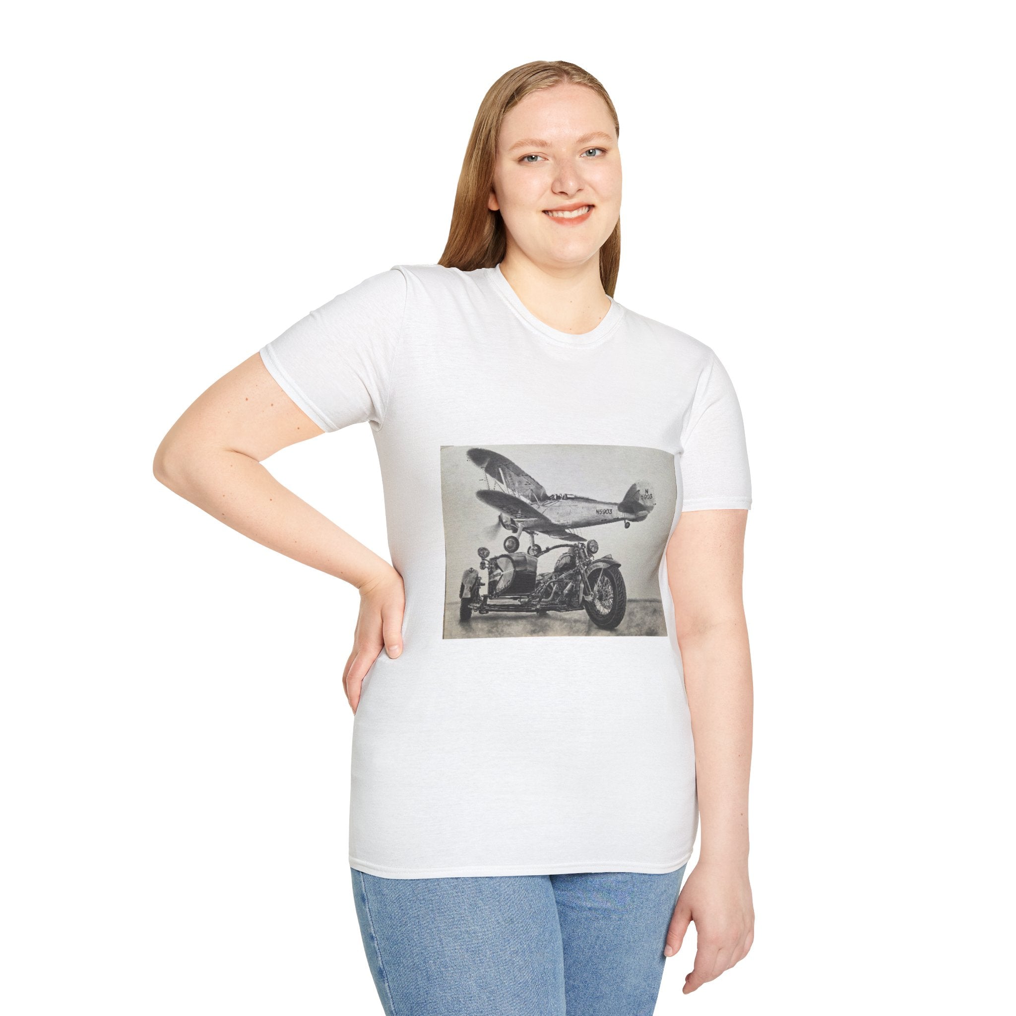 Old-School Aviation Meets Two Wheels T-Shirt