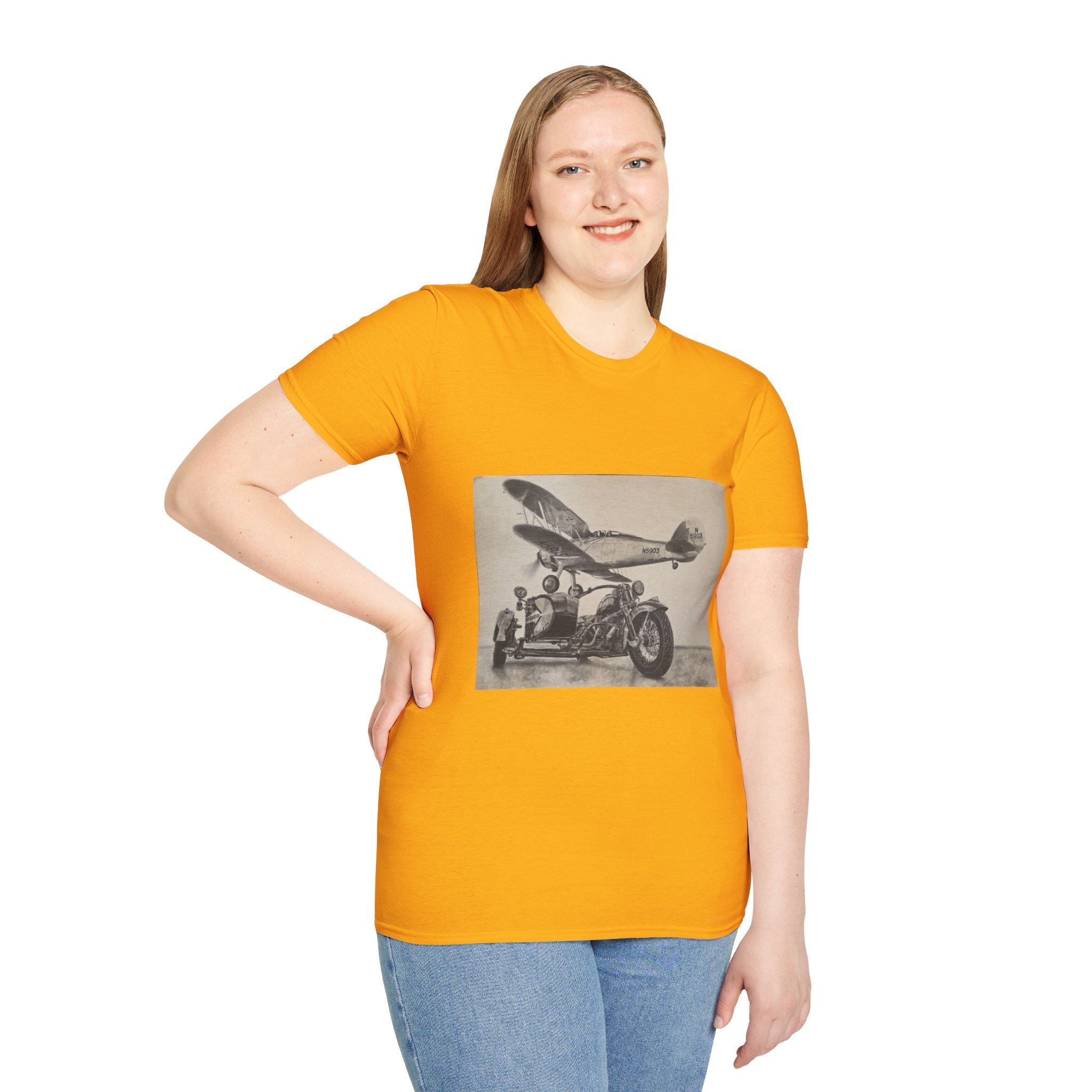 Aviation and Motorcycle Heritage Print  T-Shirt