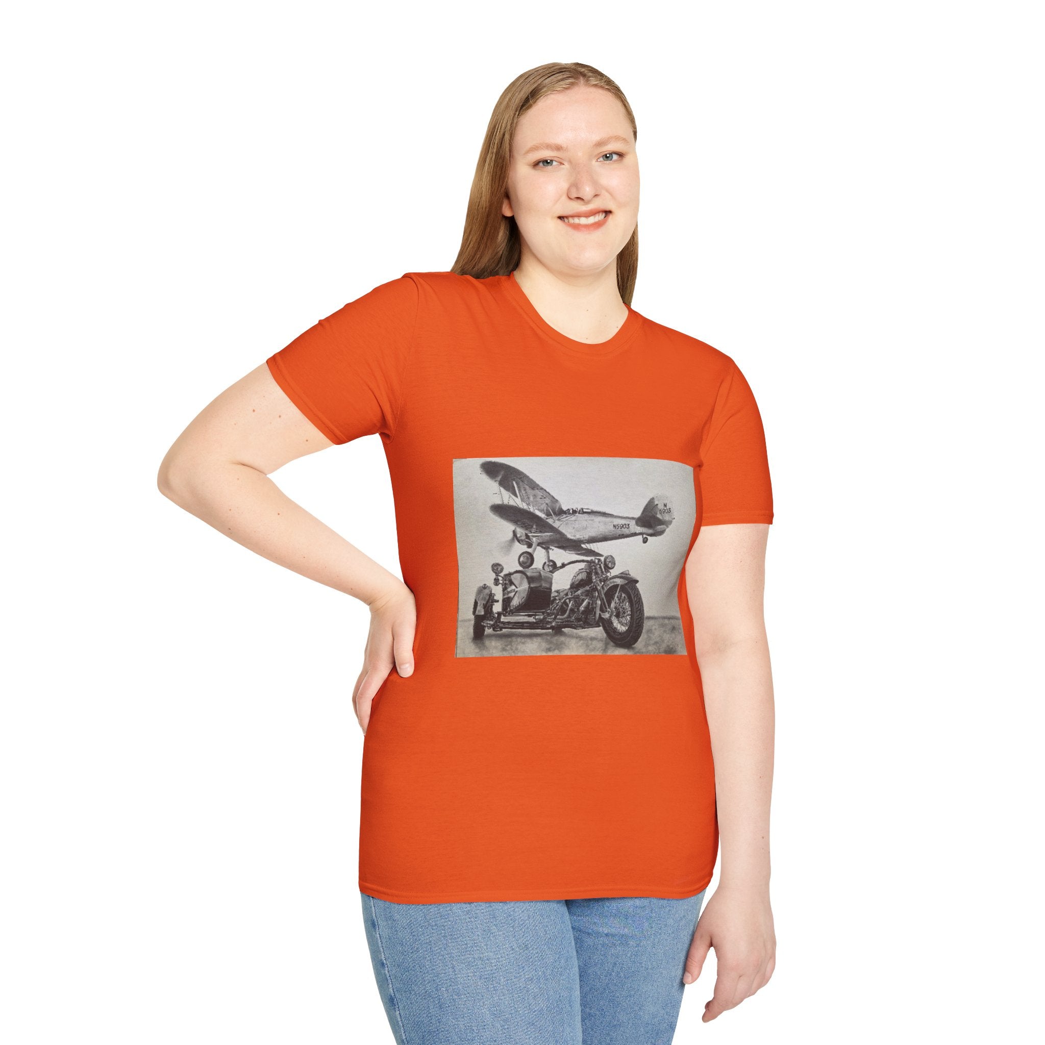 Old-School Aviation Meets Two Wheels T-Shirt