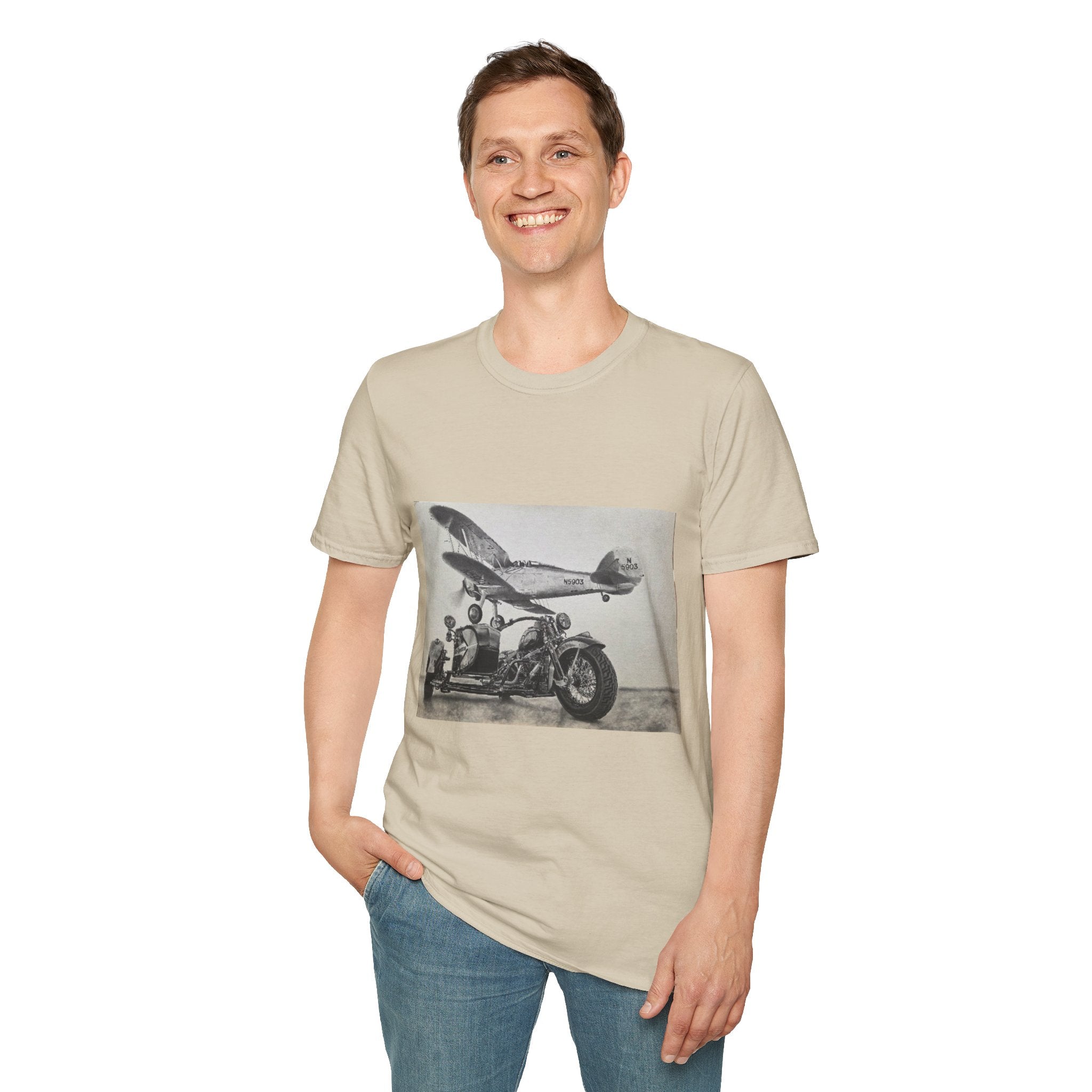 Old-School Aviation Meets Two Wheels T-Shirt