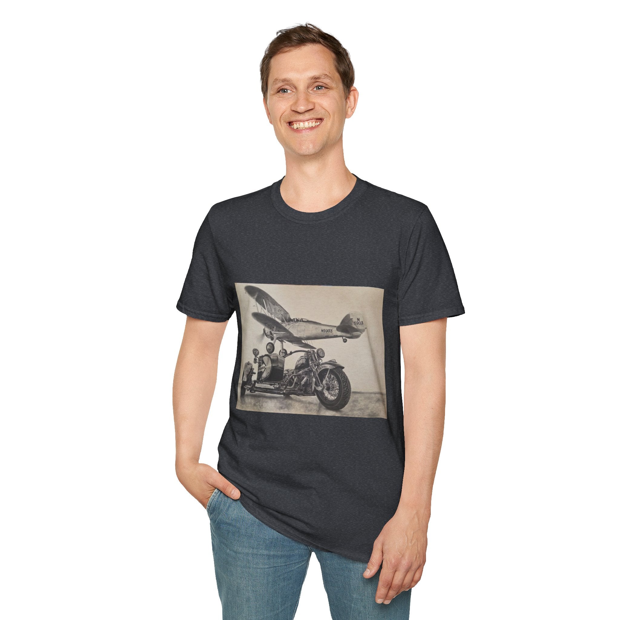 Aviation and Motorcycle Heritage Print  T-Shirt
