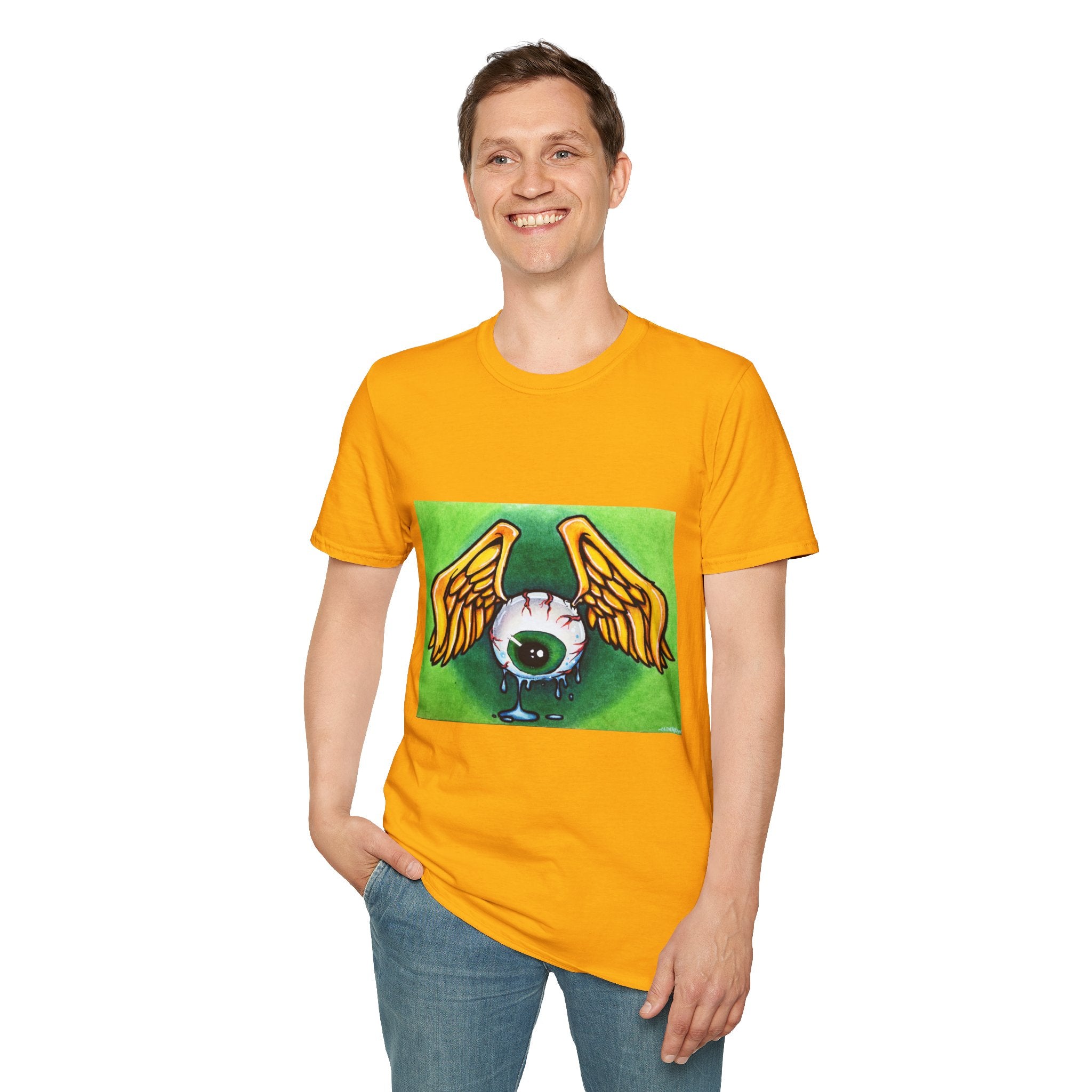 Flying Eyeball Art Print Softstyle T-Shirt