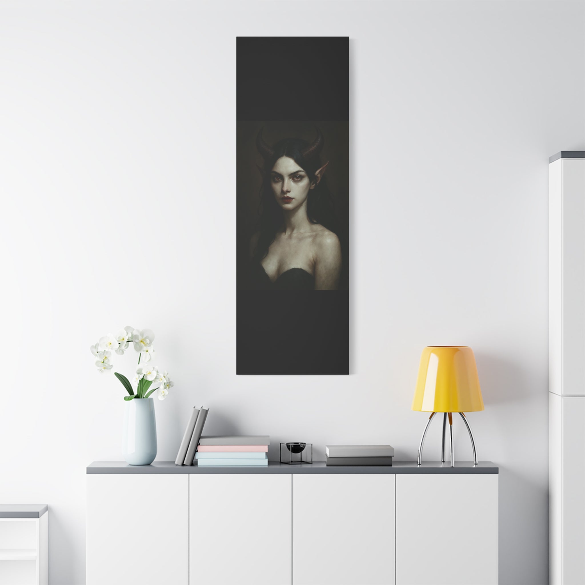 Gothic Art Canvas Print, Demon Aesthetic Home Decor, Dark Fantasy Wall Art, Witchy Room Decoration, Unique Gift for Halloween, Edgy Art