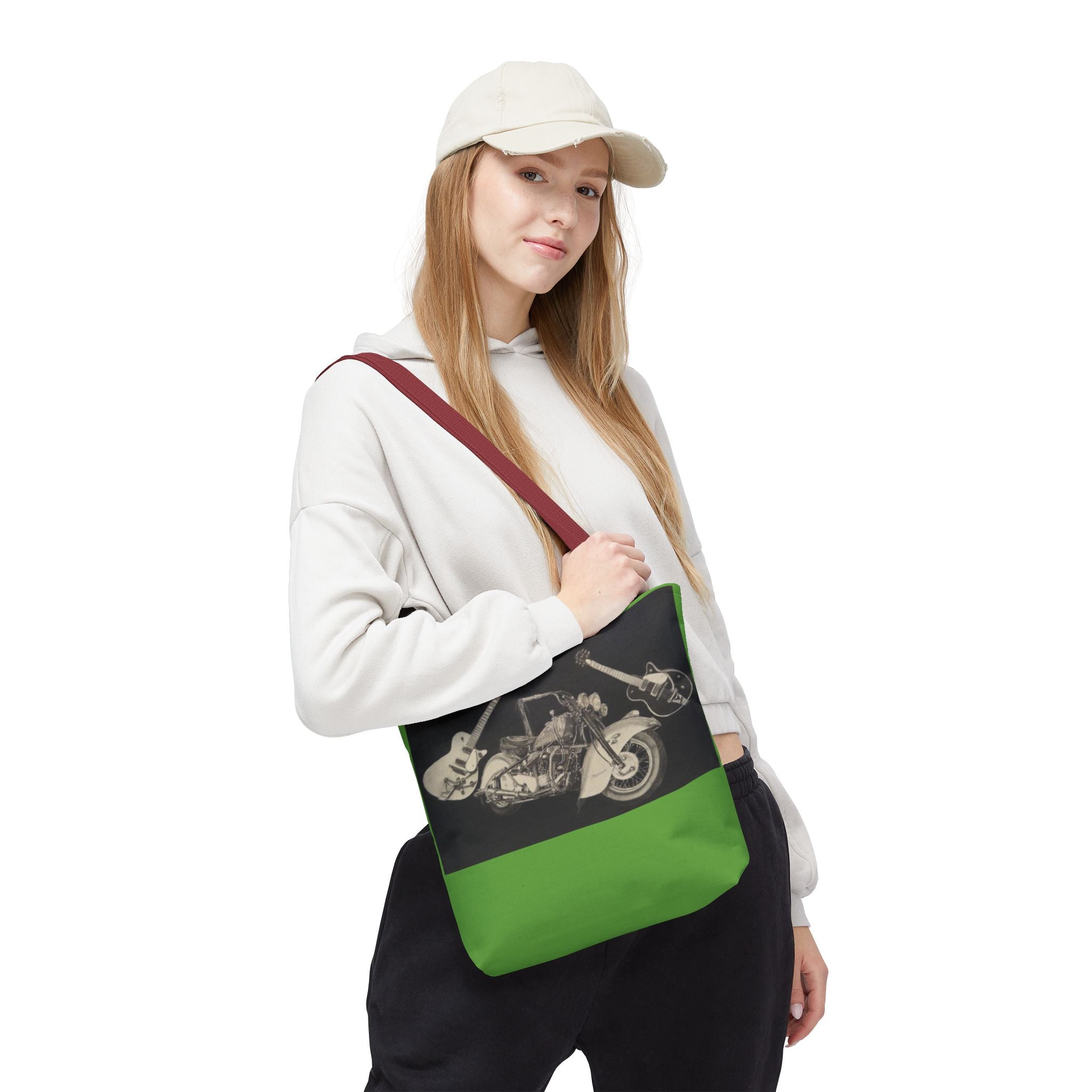 Two Wheels, Six Strings Tote Bag