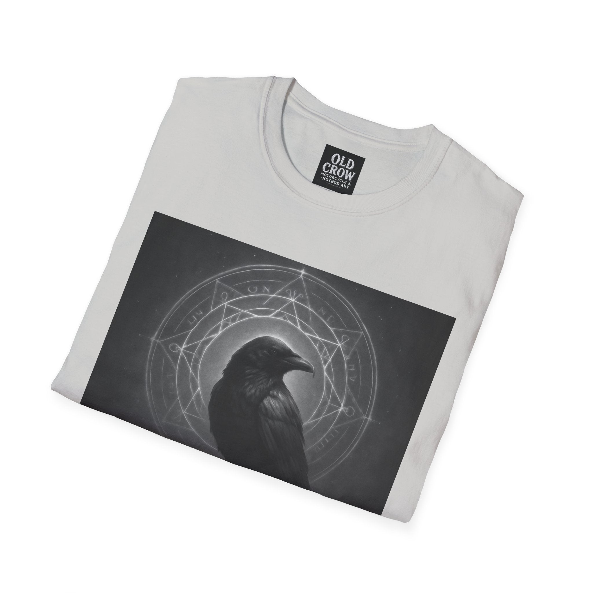 Dark Magic Raven Illustration T-Shirt, Black & White