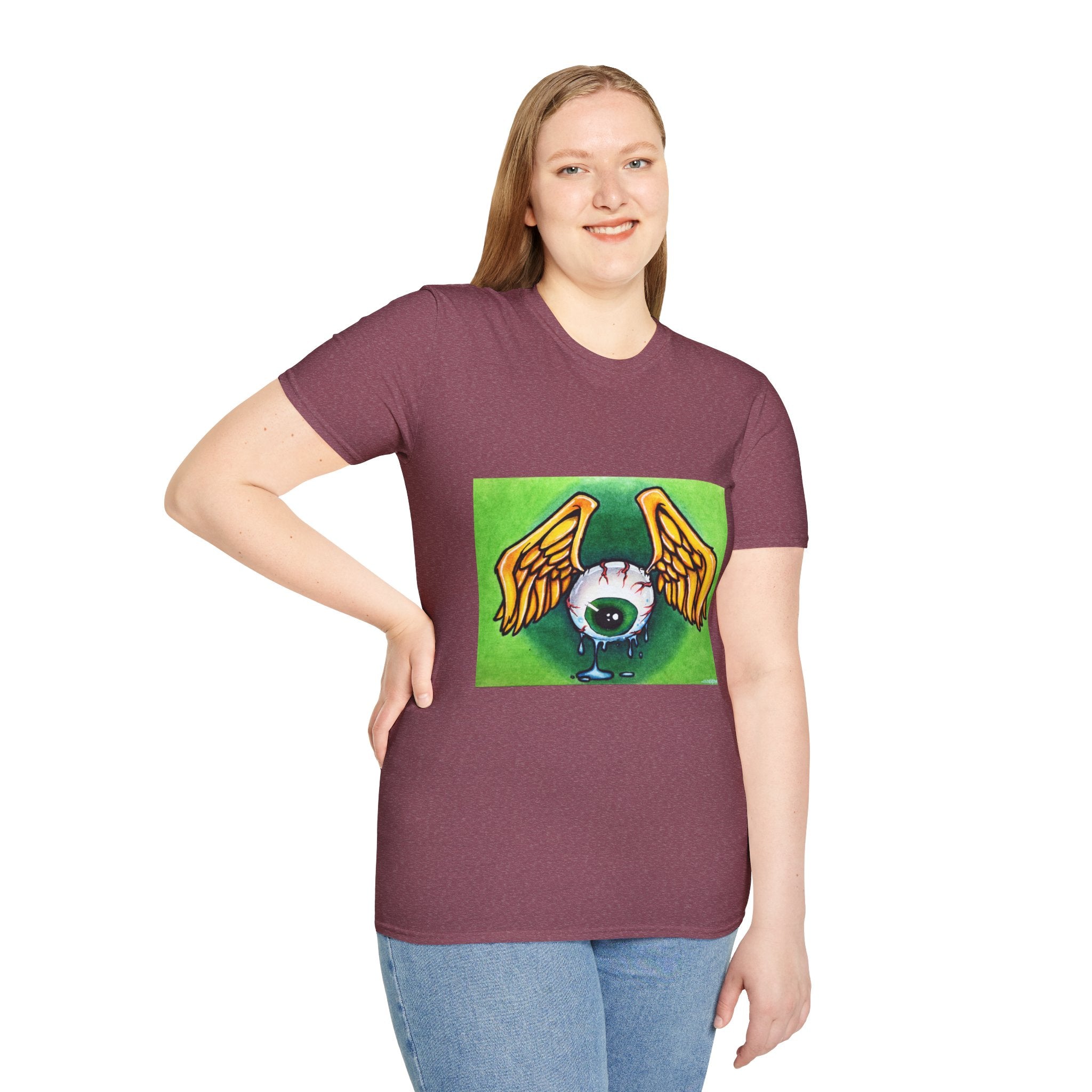 Flying Eyeball Art Print Softstyle T-Shirt