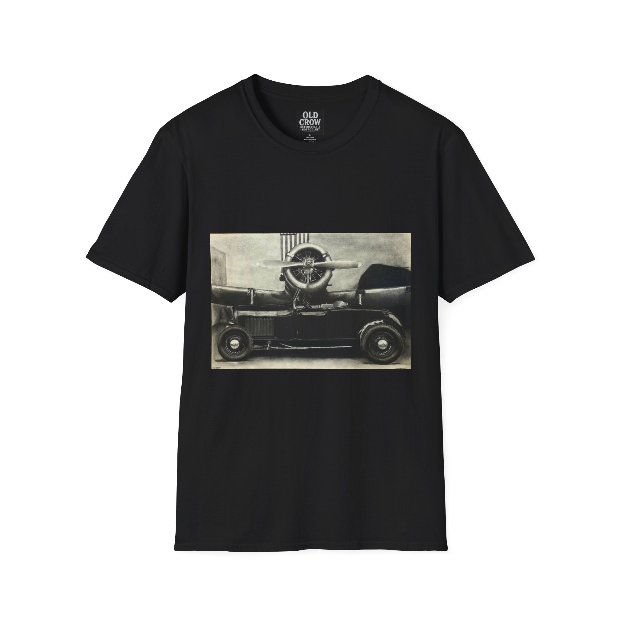 Speed & Sky Softstyle T-Shirt, WW2 Airplane, Hotrod Roadster