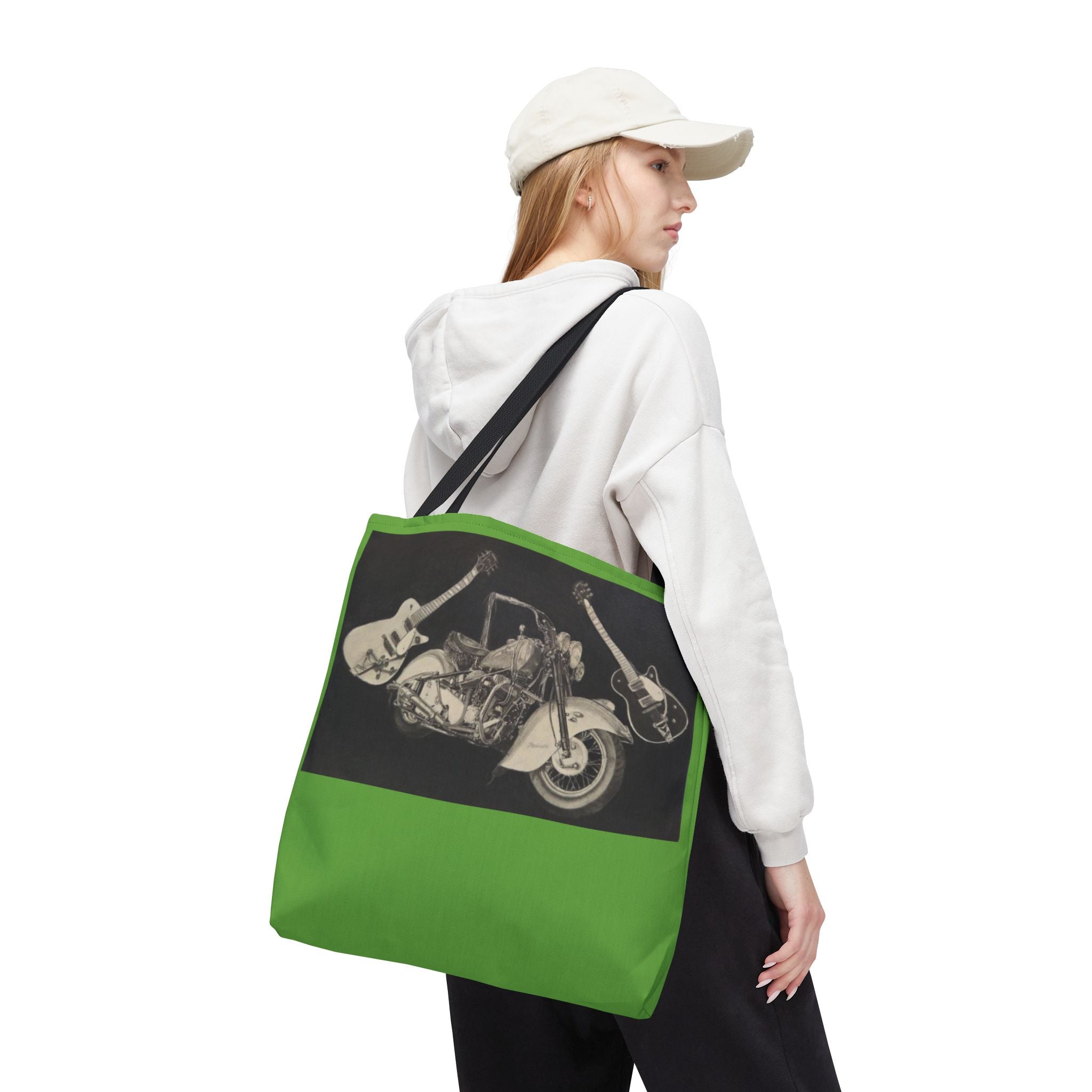 Two Wheels, Six Strings Tote Bag