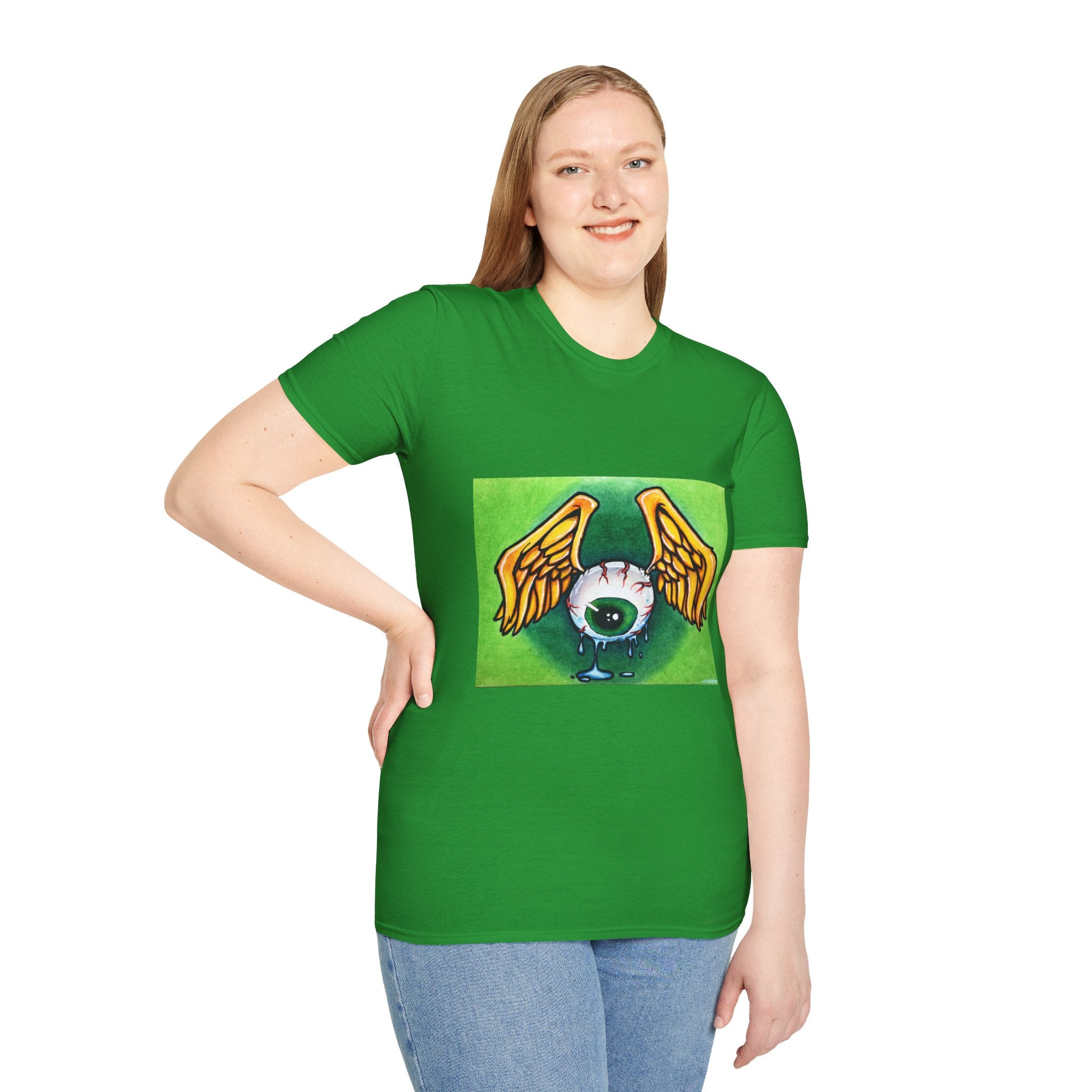 Flying Eyeball Art Print Softstyle T-Shirt