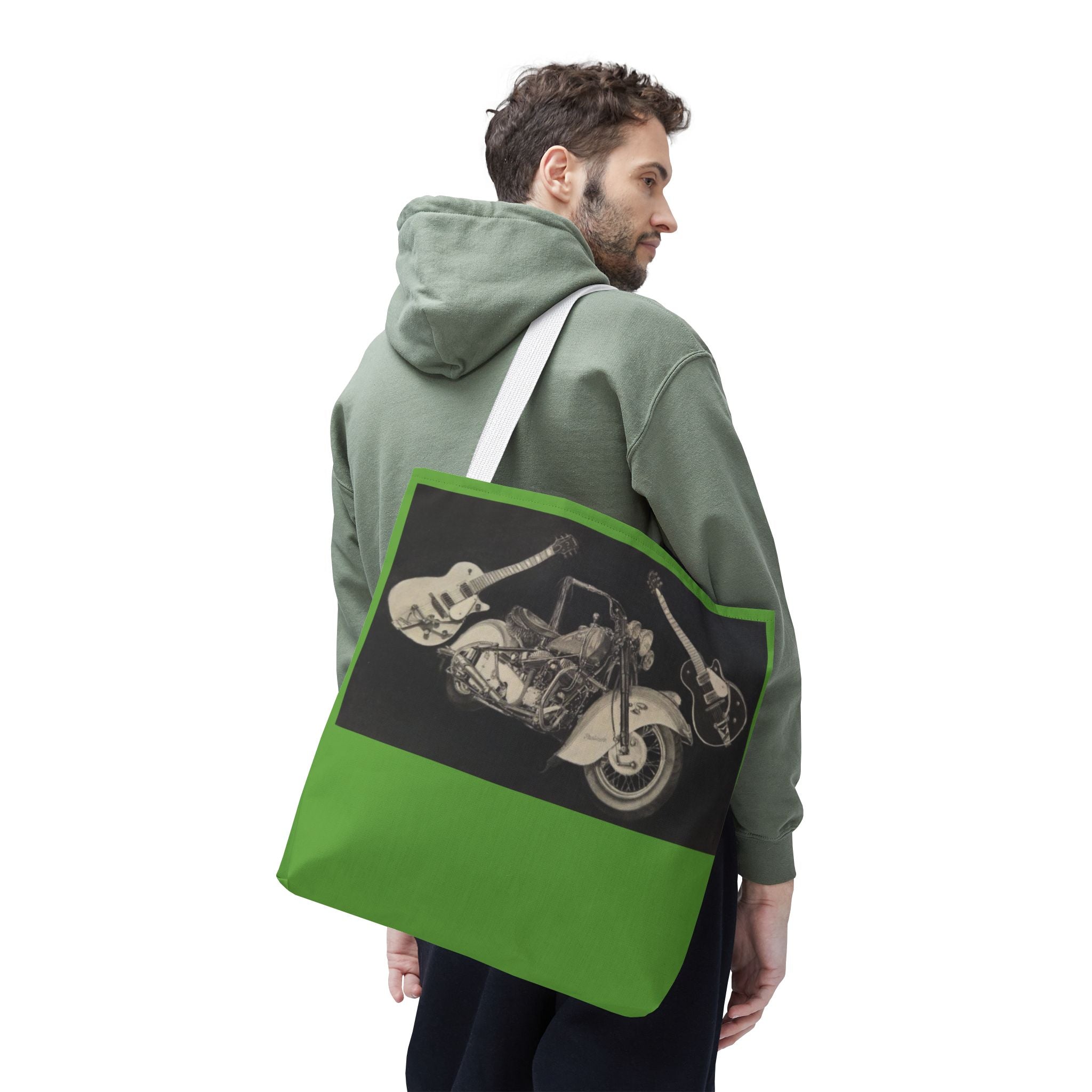 Two Wheels, Six Strings Tote Bag