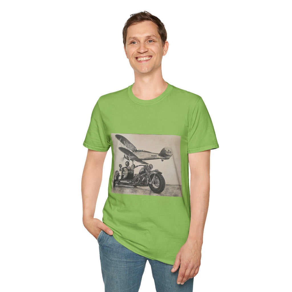 Aviation and Motorcycle Heritage Print  T-Shirt