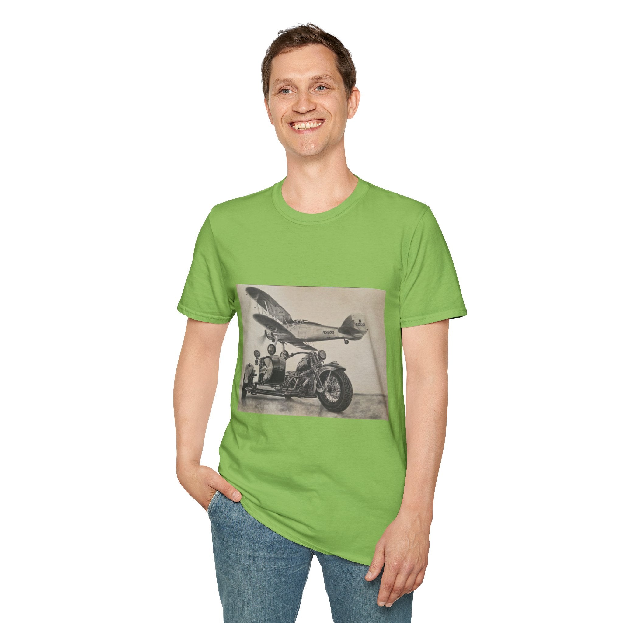 Aviation and Motorcycle Heritage Print  T-Shirt