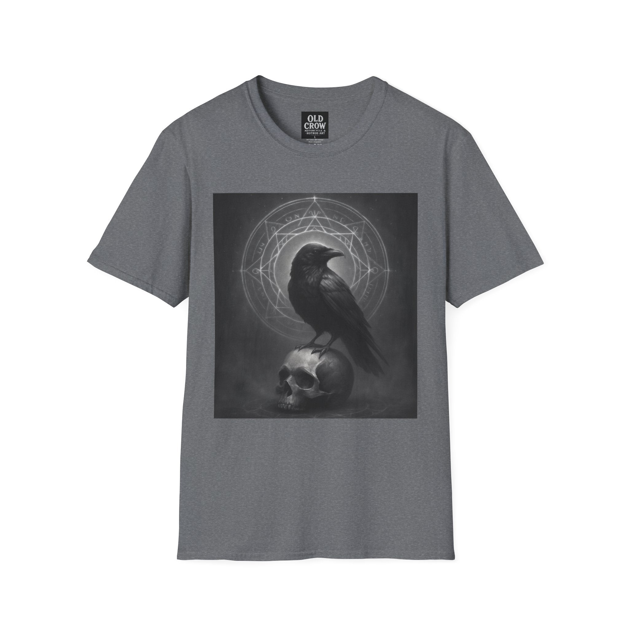 Dark Magic Raven Illustration T-Shirt, Black & White