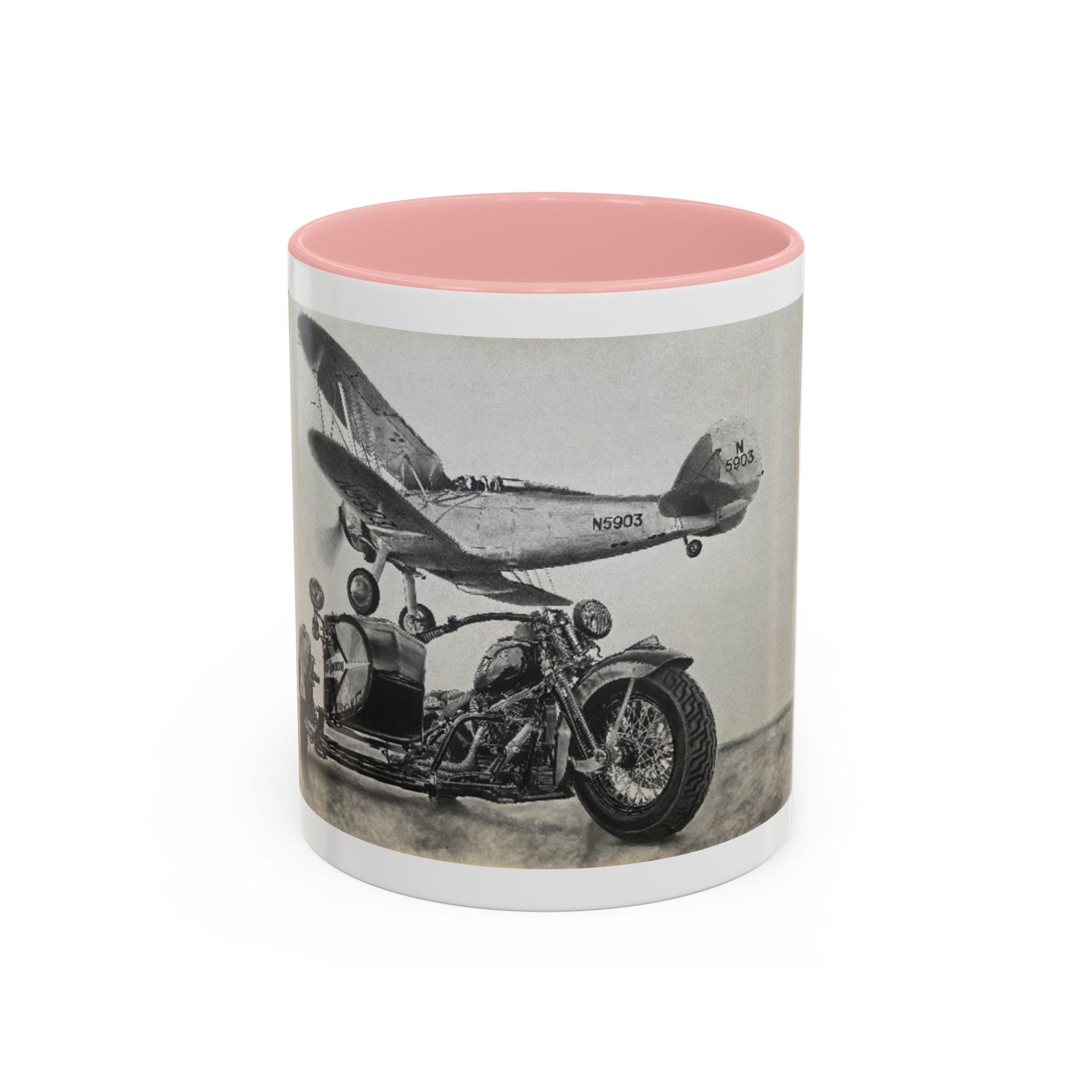 Vintage Motorcycle & Plane Coffee Mug