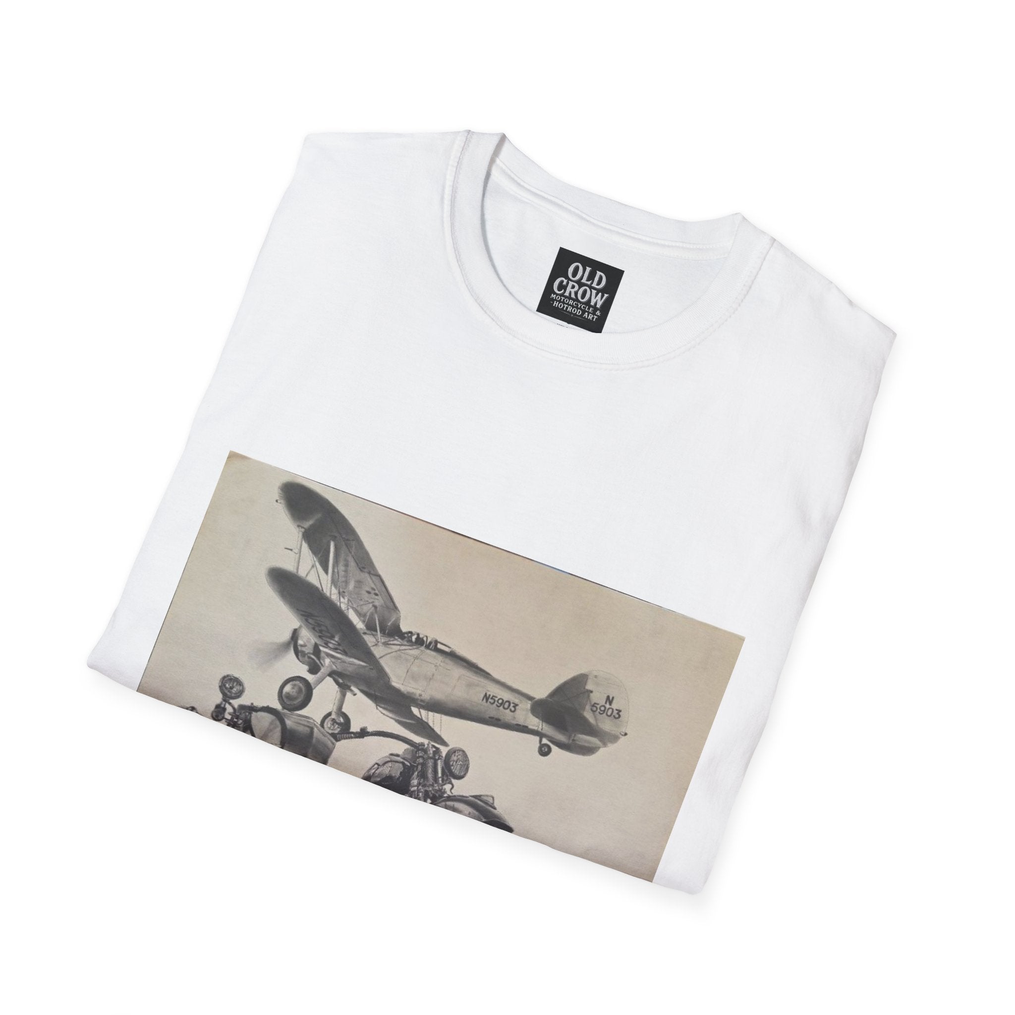 Aviation and Motorcycle Heritage Print  T-Shirt
