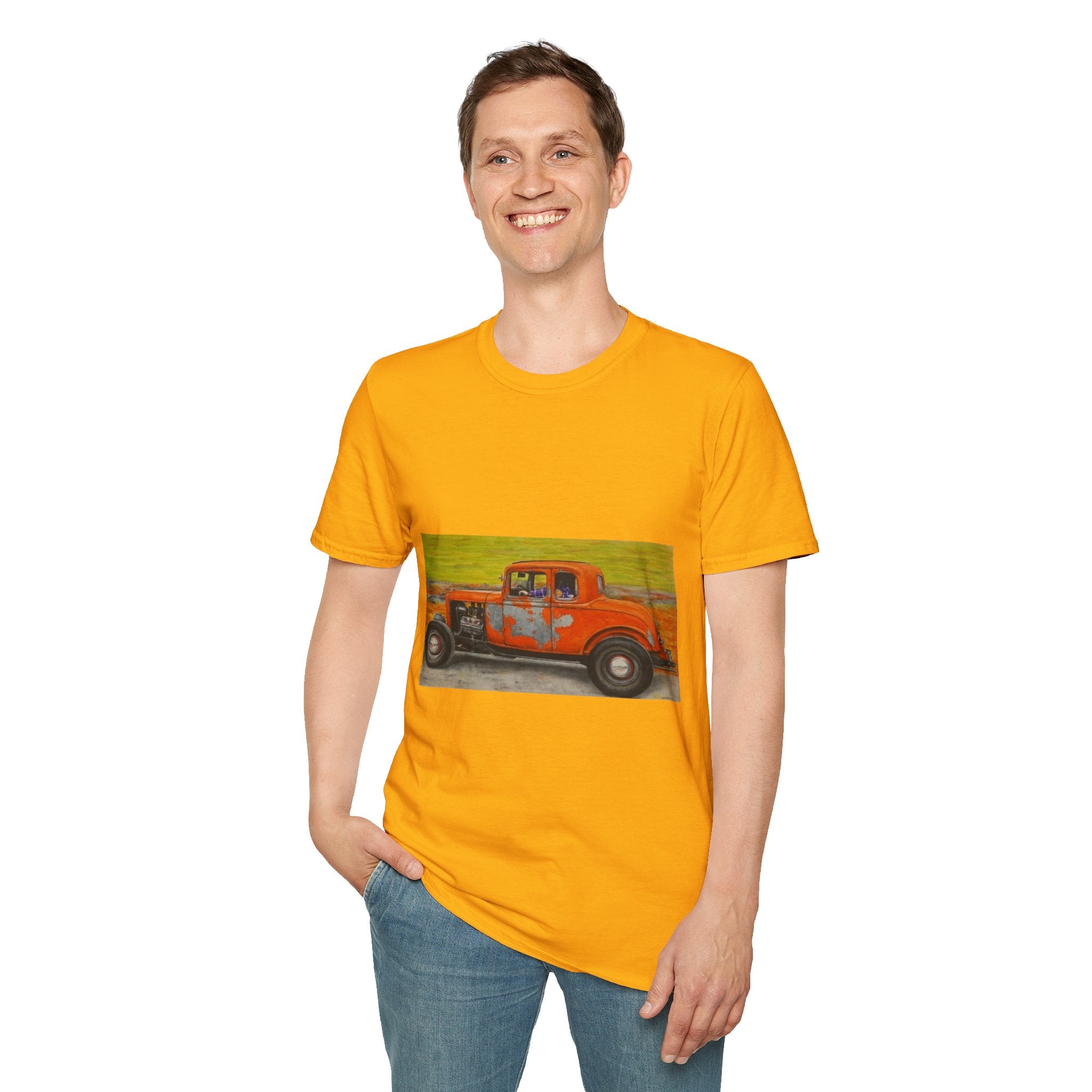 Vintage Hotrod in Motion Softstyle T-Shirt, " Book'n"