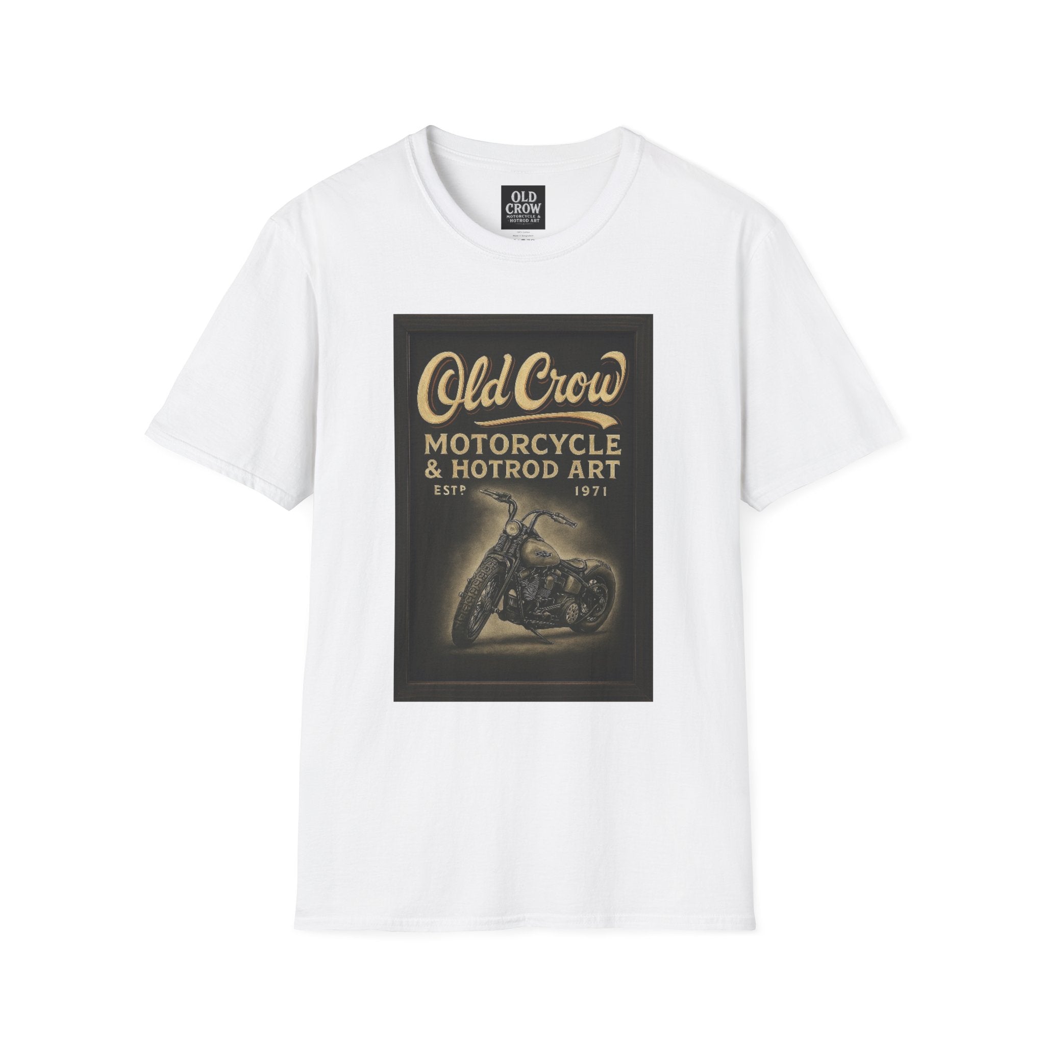 Old Crow Motorcycle & Hotrod Art Softstyle T-Shirt
