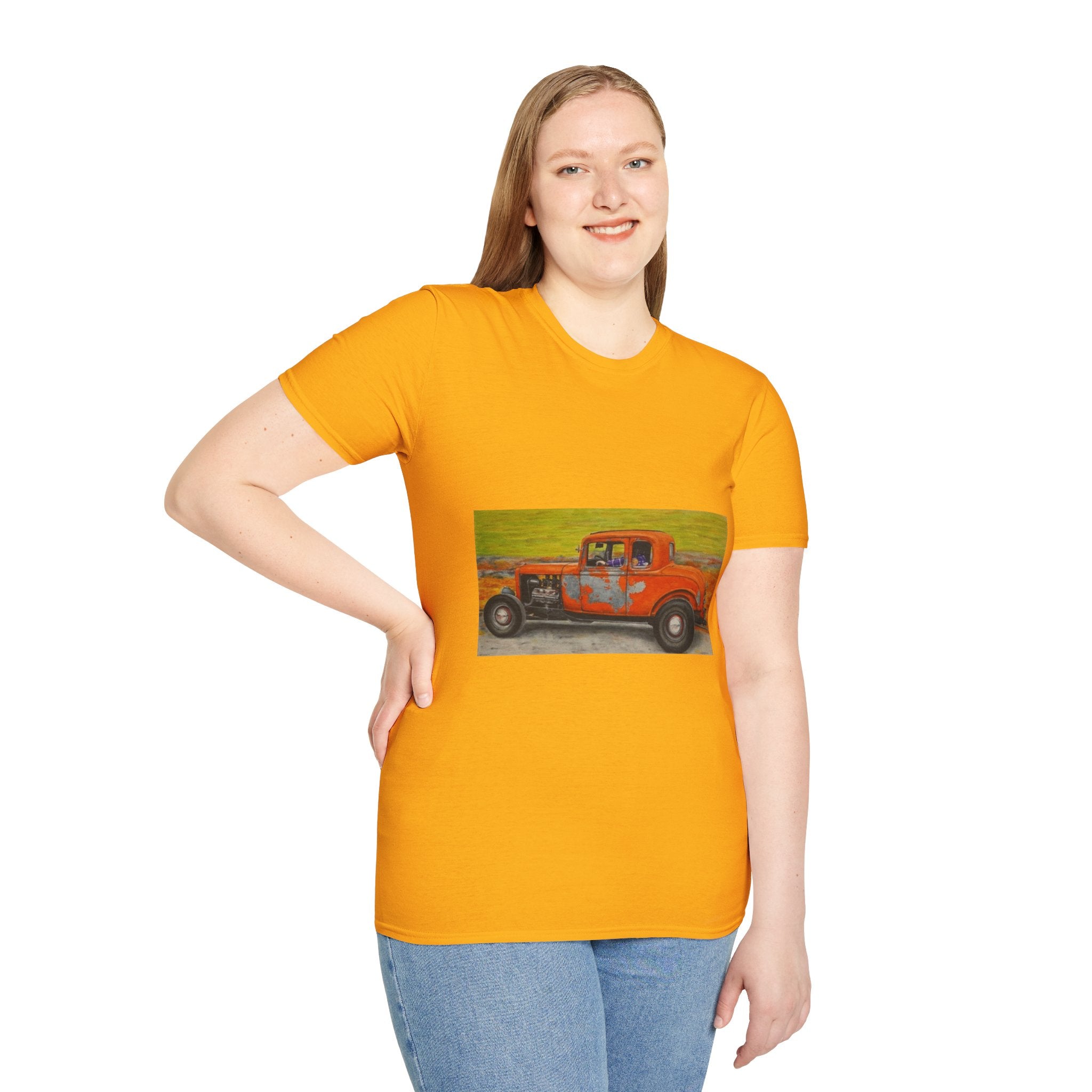 Vintage Hotrod in Motion Softstyle T-Shirt, " Book'n"