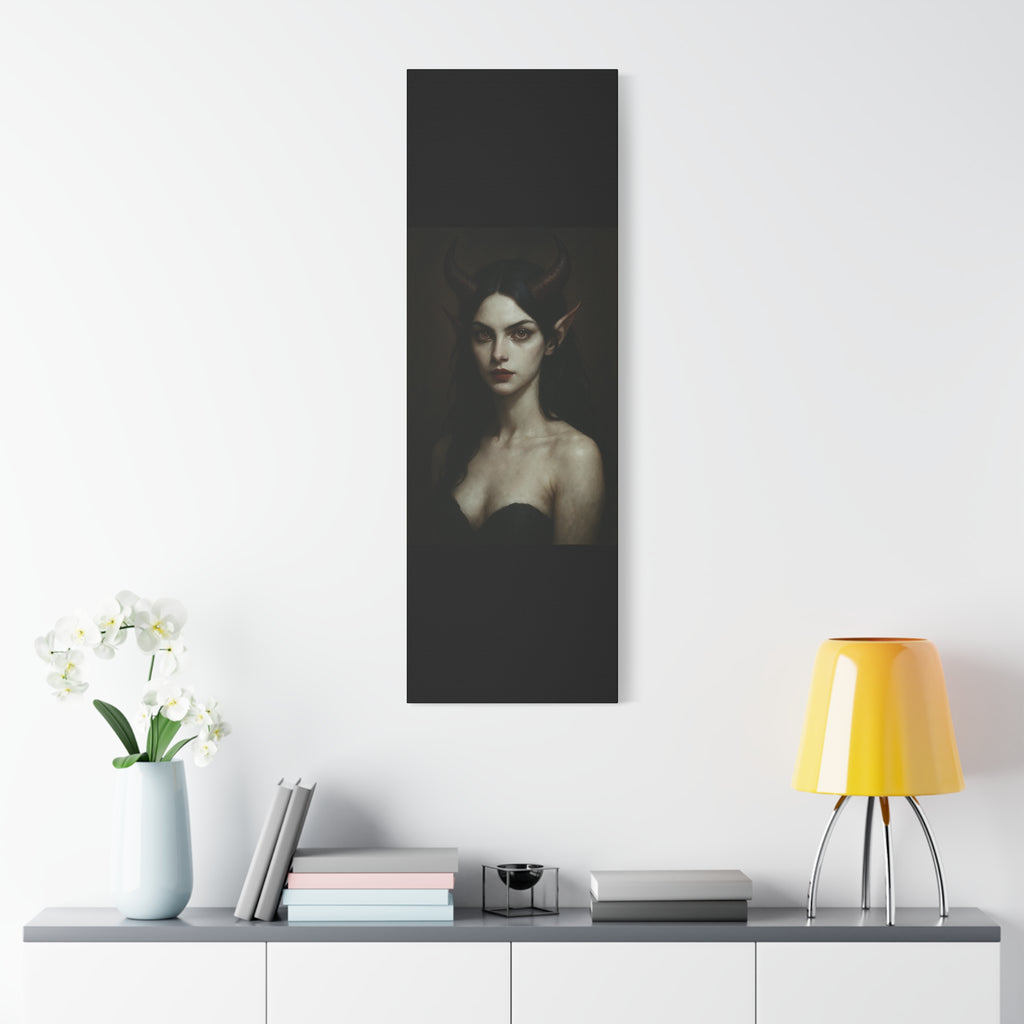 Gothic Art Canvas Print, Demon Aesthetic Home Decor, Dark Fantasy Wall Art, Witchy Room Decoration, Unique Gift for Halloween, Edgy Art