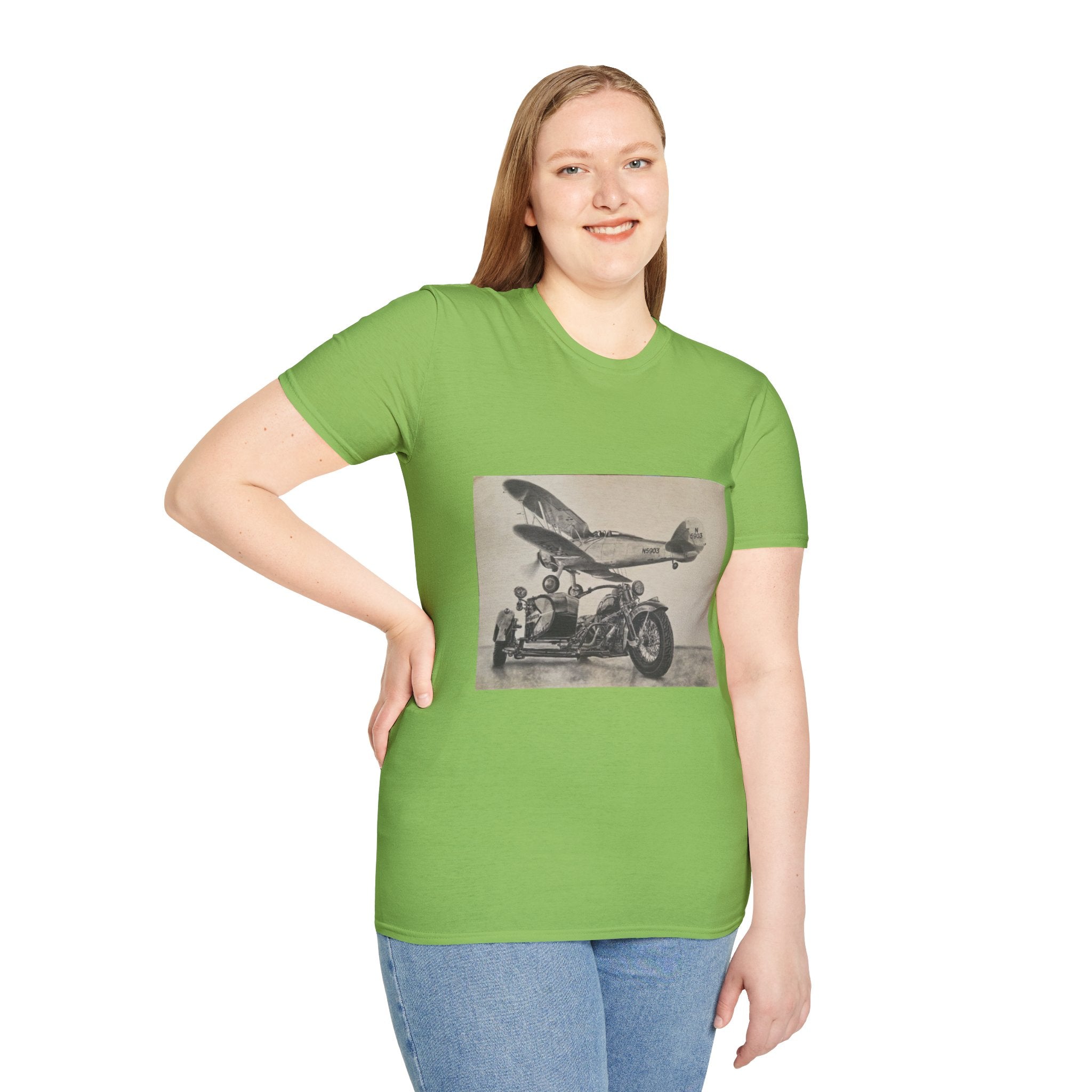 Aviation and Motorcycle Heritage Print  T-Shirt