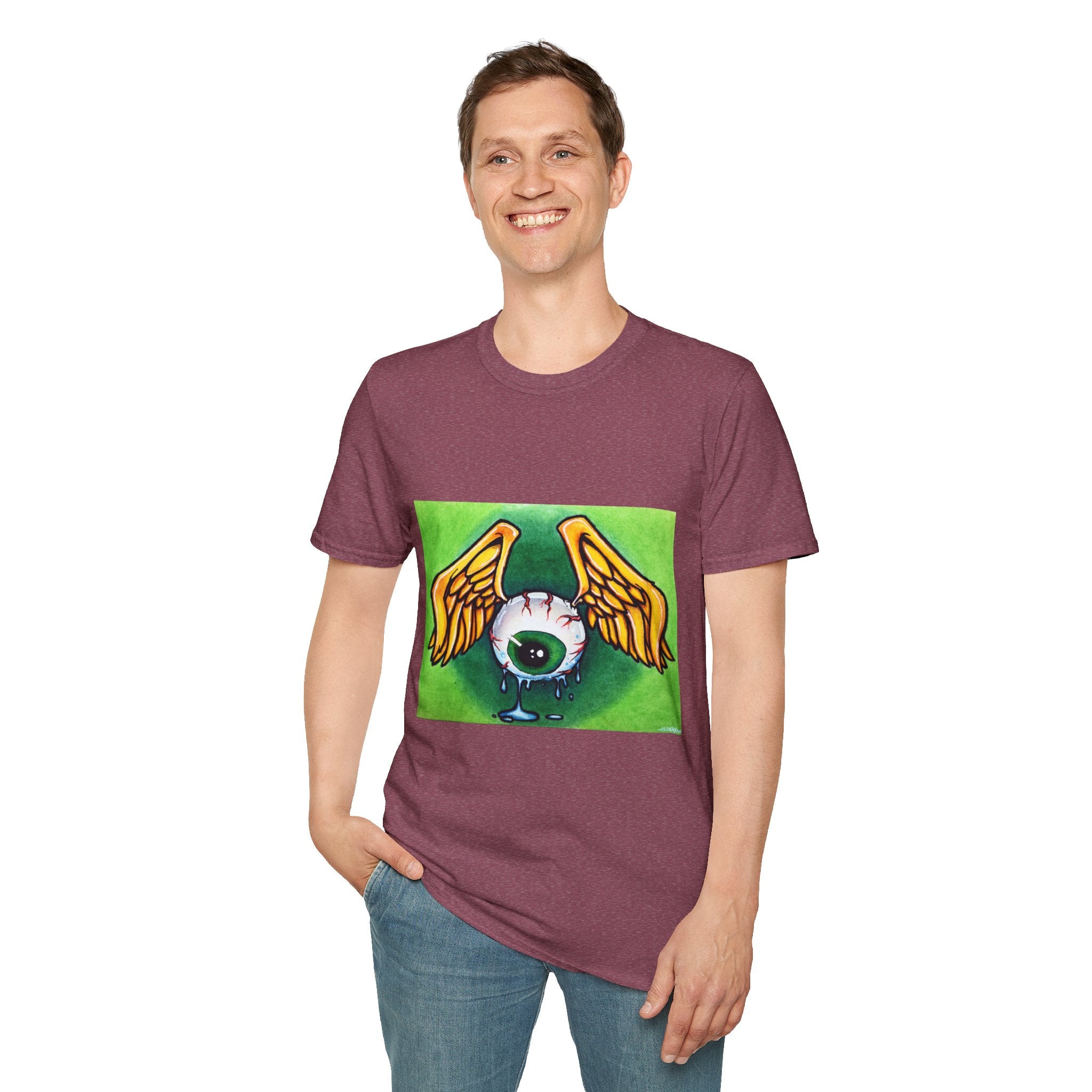 Flying Eyeball Art Print Softstyle T-Shirt