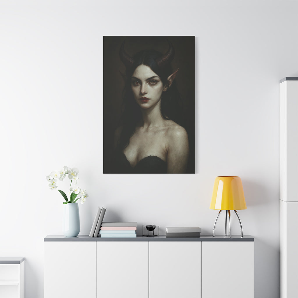 Gothic Art Canvas Print, Demon Aesthetic Home Decor, Dark Fantasy Wall Art, Witchy Room Decoration, Unique Gift for Halloween, Edgy Art