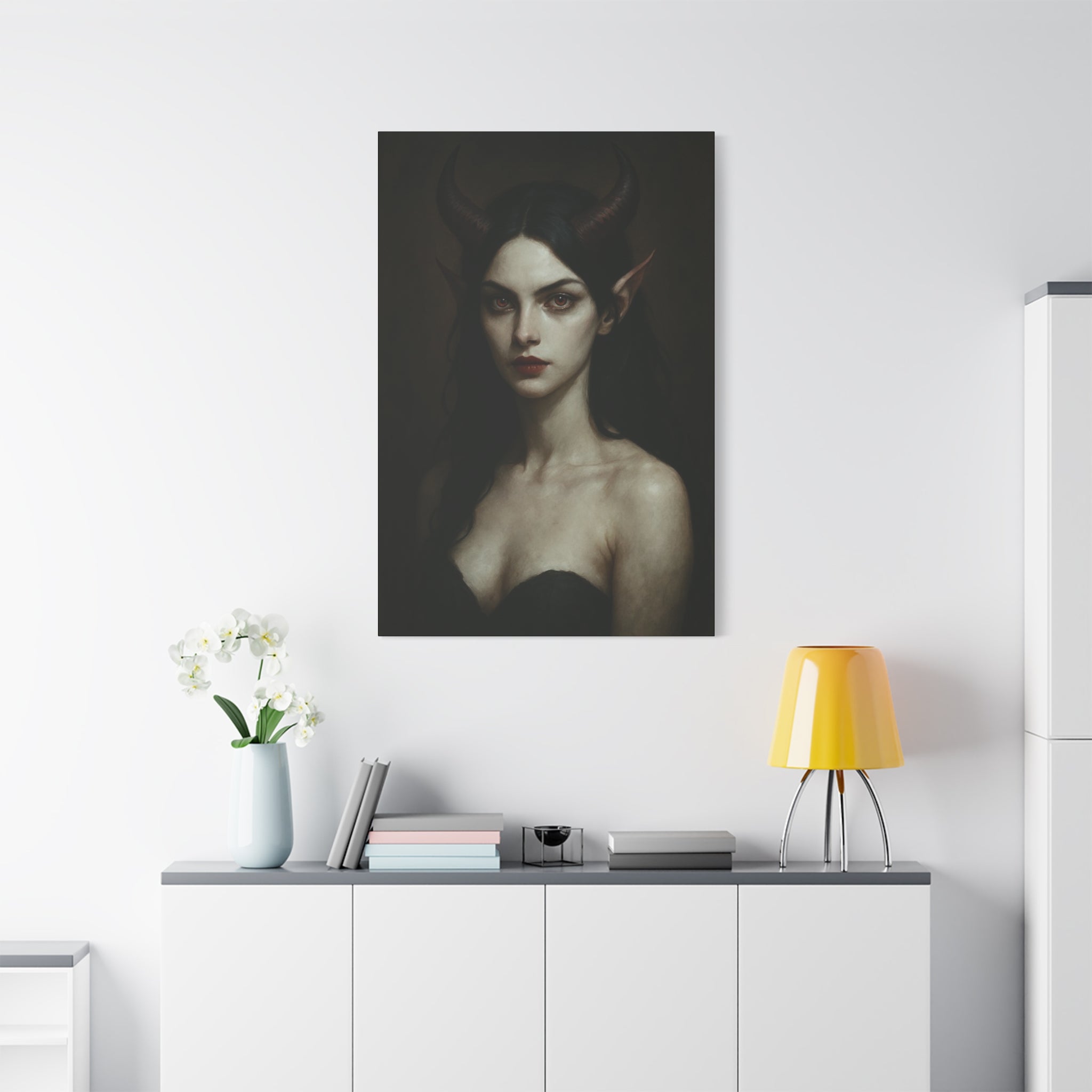 Gothic Art Canvas Print, Demon Aesthetic Home Decor, Dark Fantasy Wall Art, Witchy Room Decoration, Unique Gift for Halloween, Edgy Art