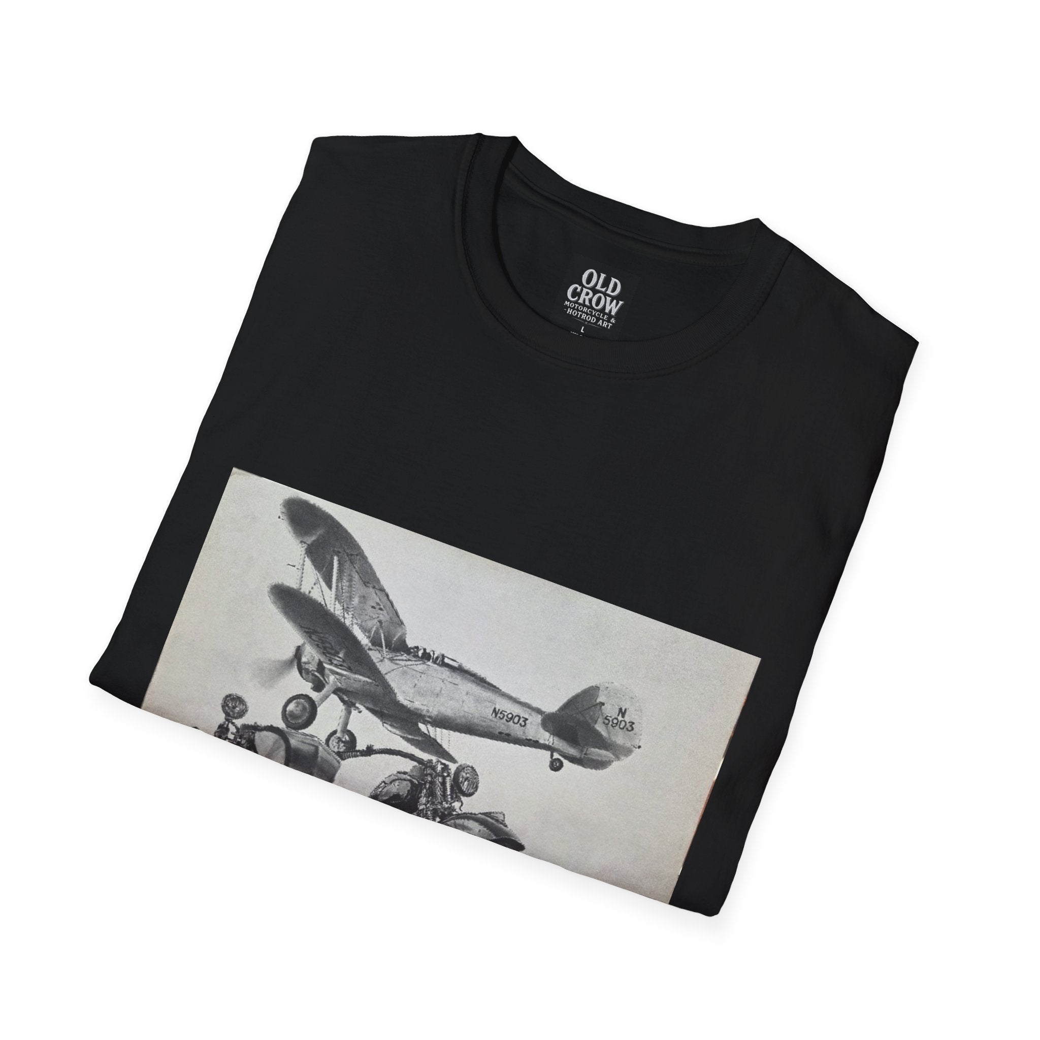 Old-School Aviation Meets Two Wheels T-Shirt