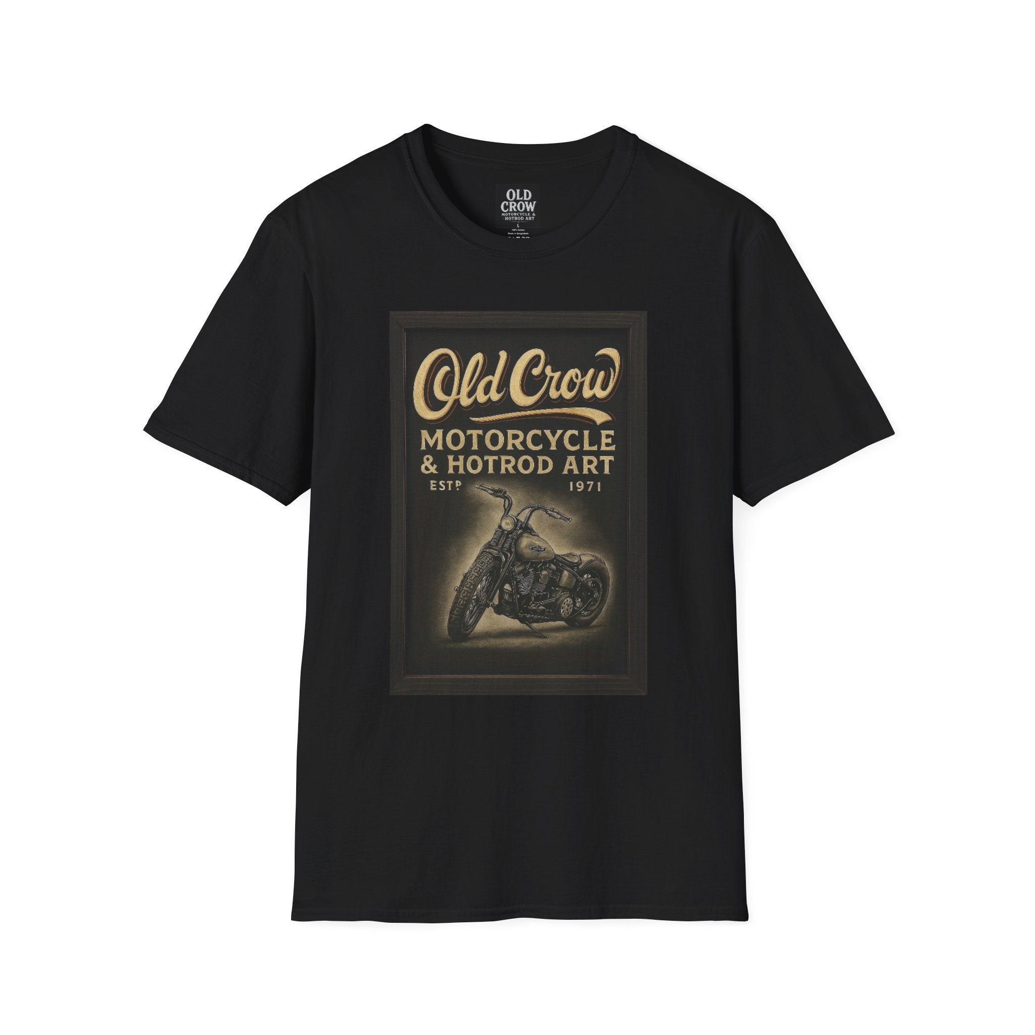 Old Crow Motorcycle & Hotrod Art Softstyle T-Shirt