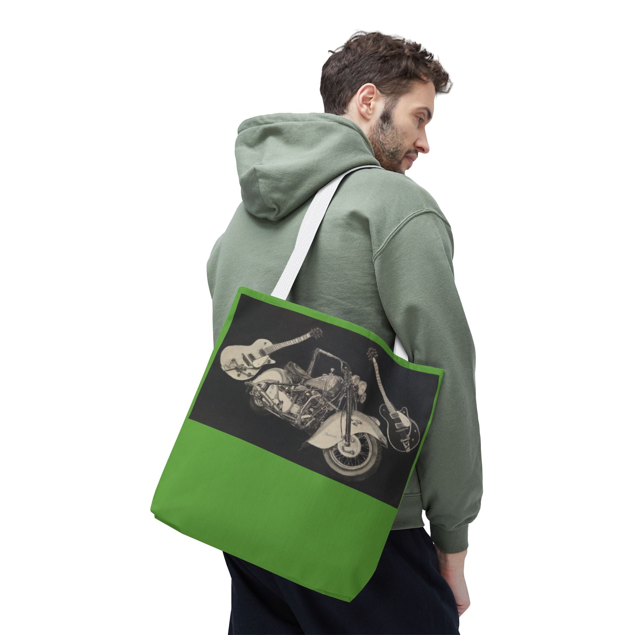 Two Wheels, Six Strings Tote Bag