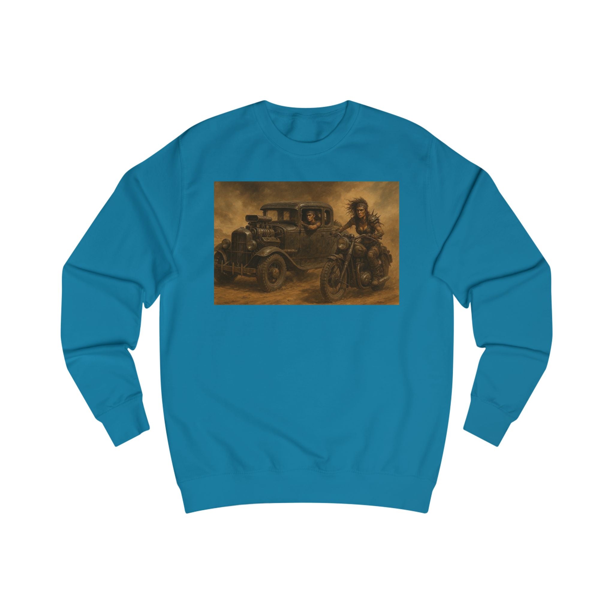 Wasteland Riders – Retro Car and Biker Art Sweatshirt