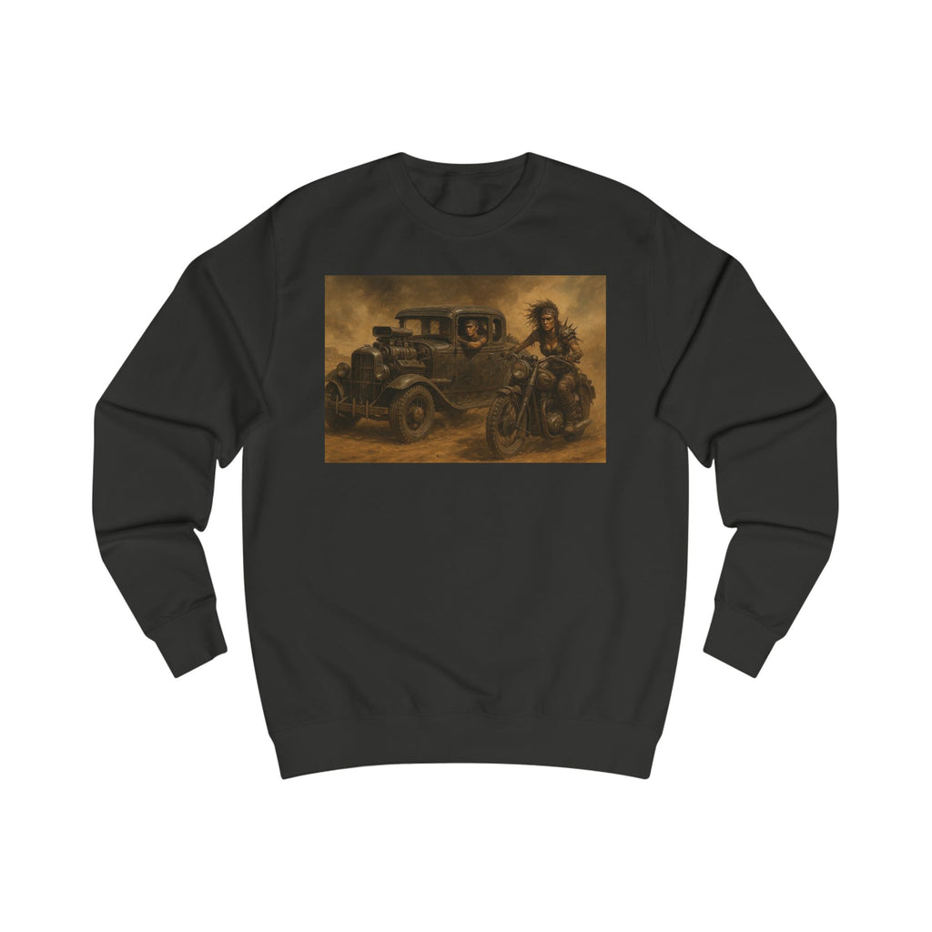 Wasteland Riders – Retro Car and Biker Art Sweatshirt
